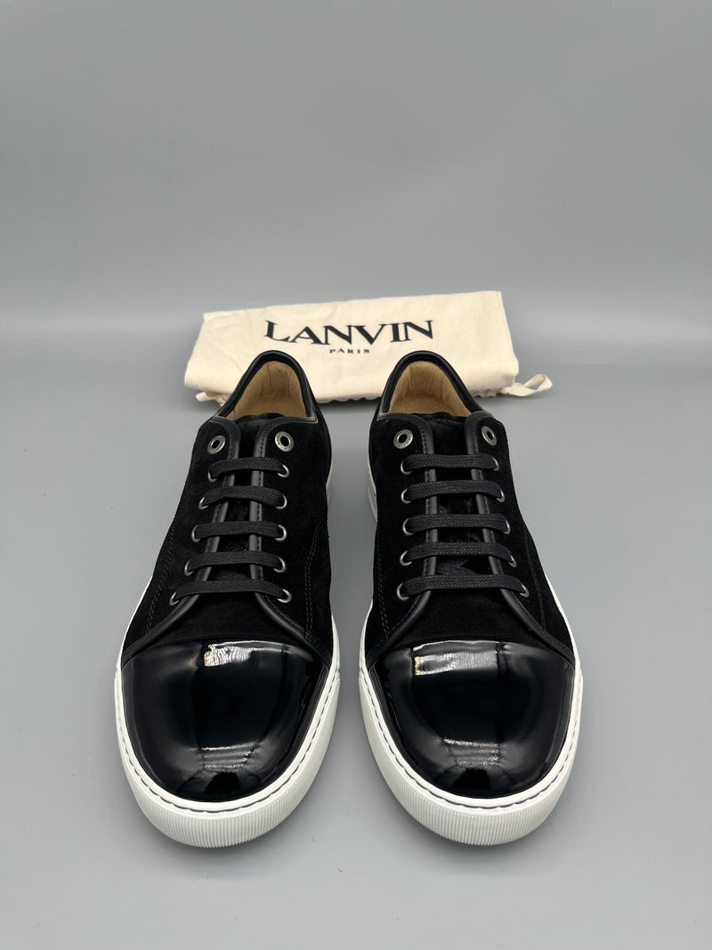 Lanvin Dbb1 Patent Cap Toe Sneaker Black | 44
