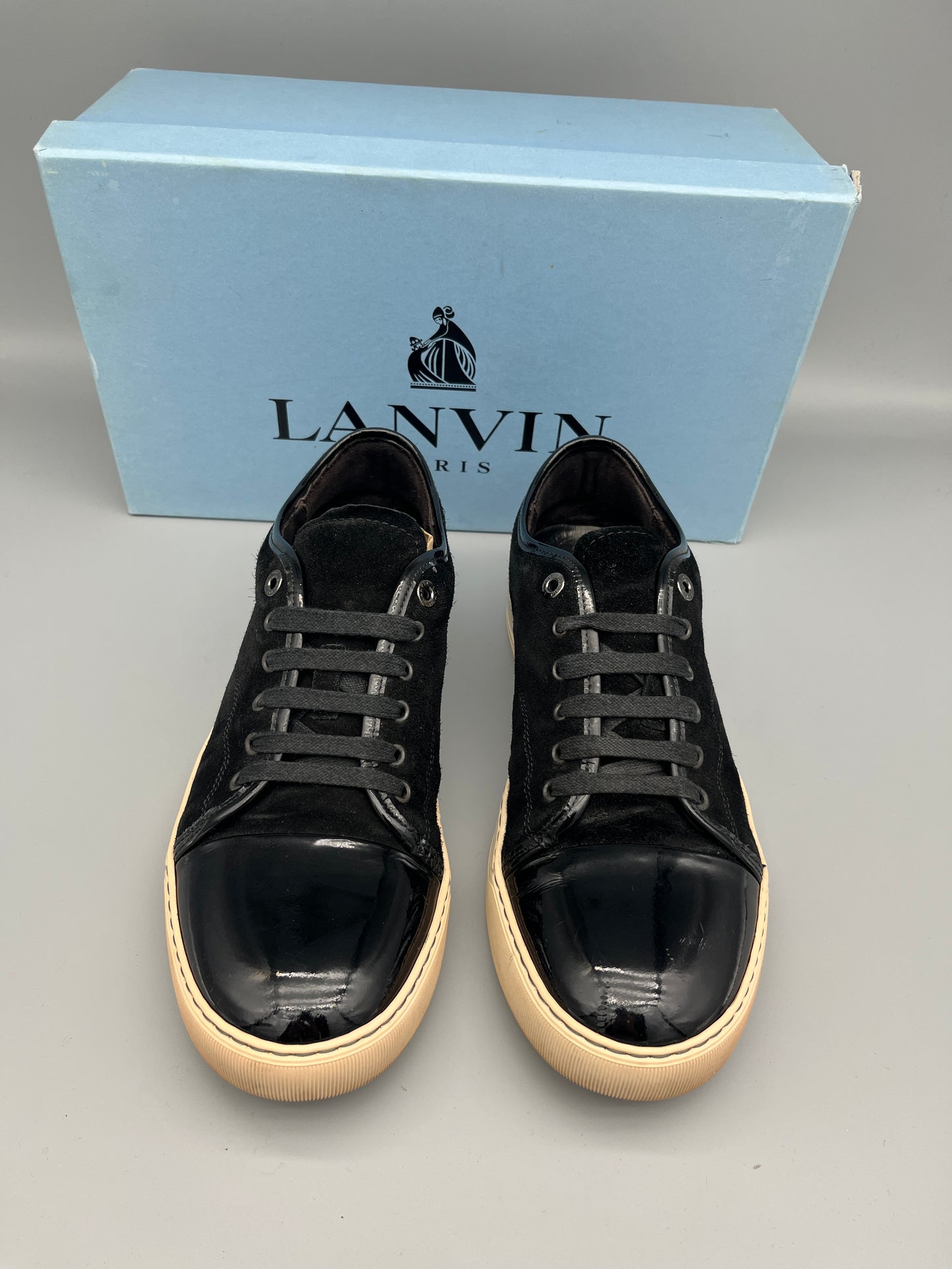 Lanvin Dbb1 Patent Cap Toe Sneaker Black | 45