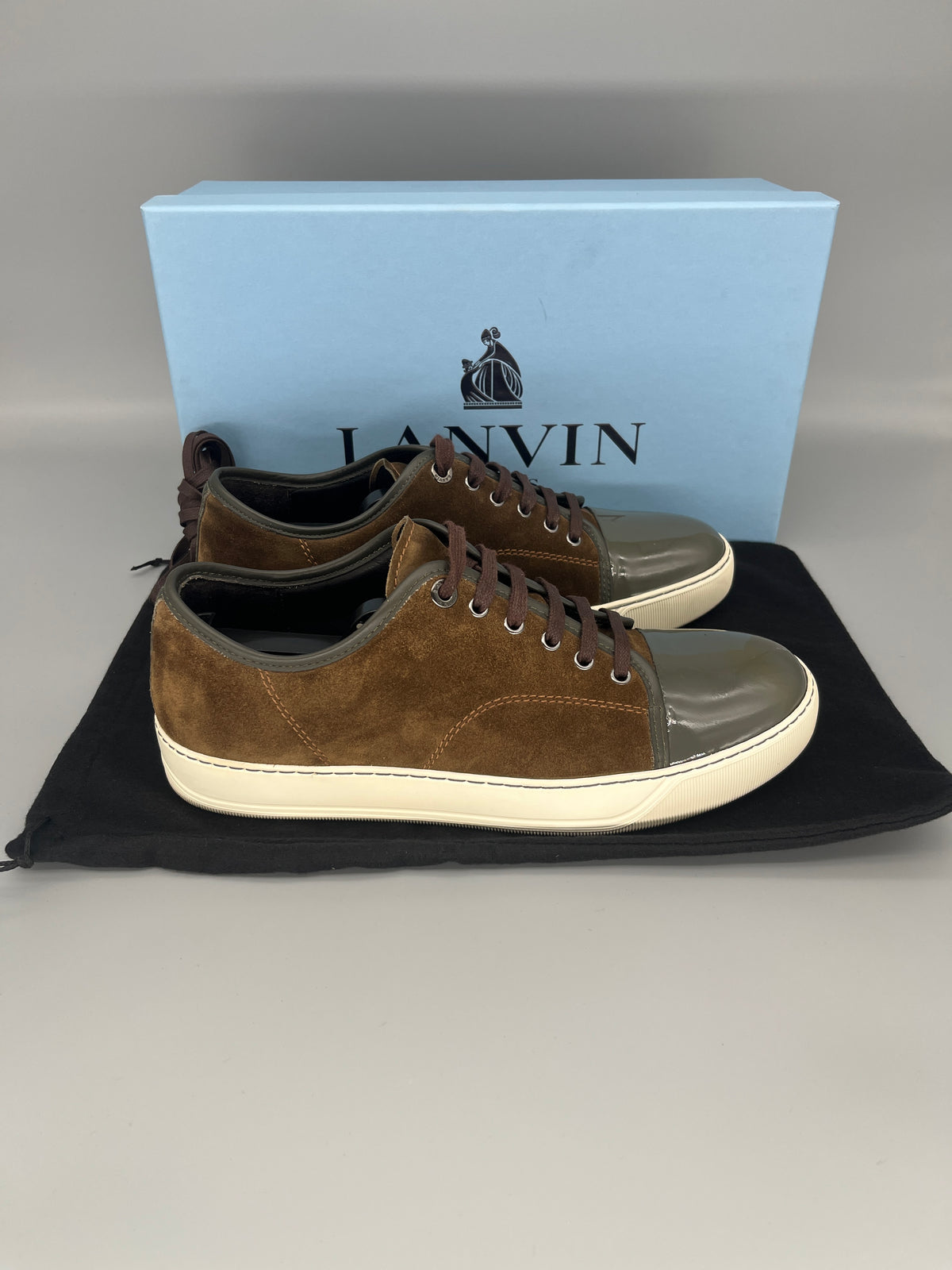 Lanvin Dbb1 Patent Cap Toe Sneaker Brown | 42