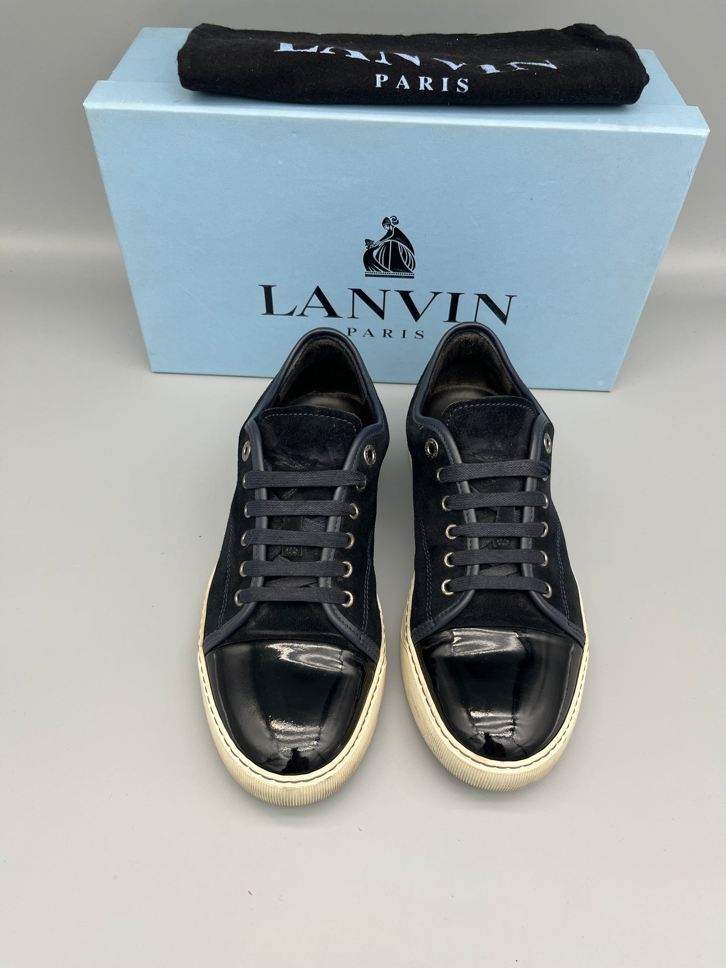 Lanvin Dbb1 Patent Cap Toe Sneaker Navy | 42