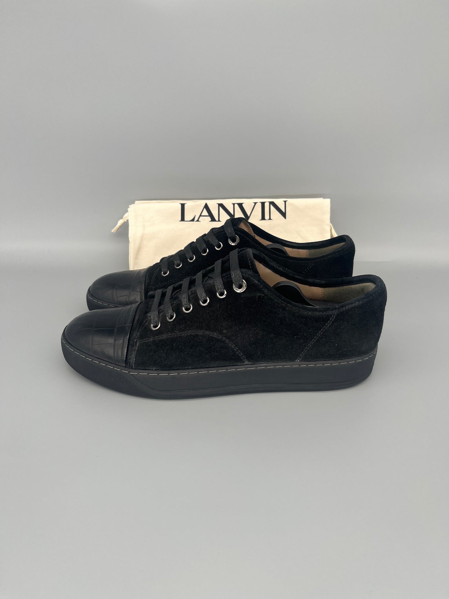 Lanvin Croc Cap Toe Black | 42