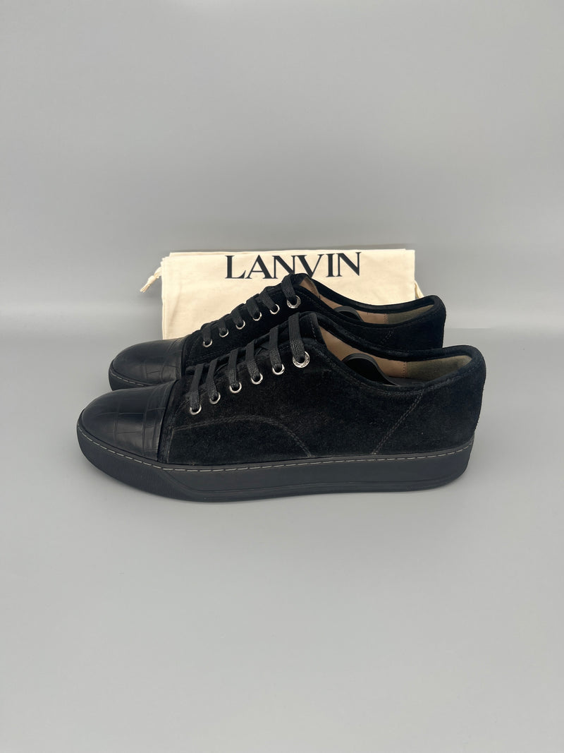 Lanvin Dbb1 Croc Cap Toe Sneaker Black | 42