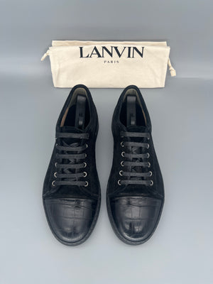 Lanvin Dbb1 Croc Cap Toe Sneaker Black | 42