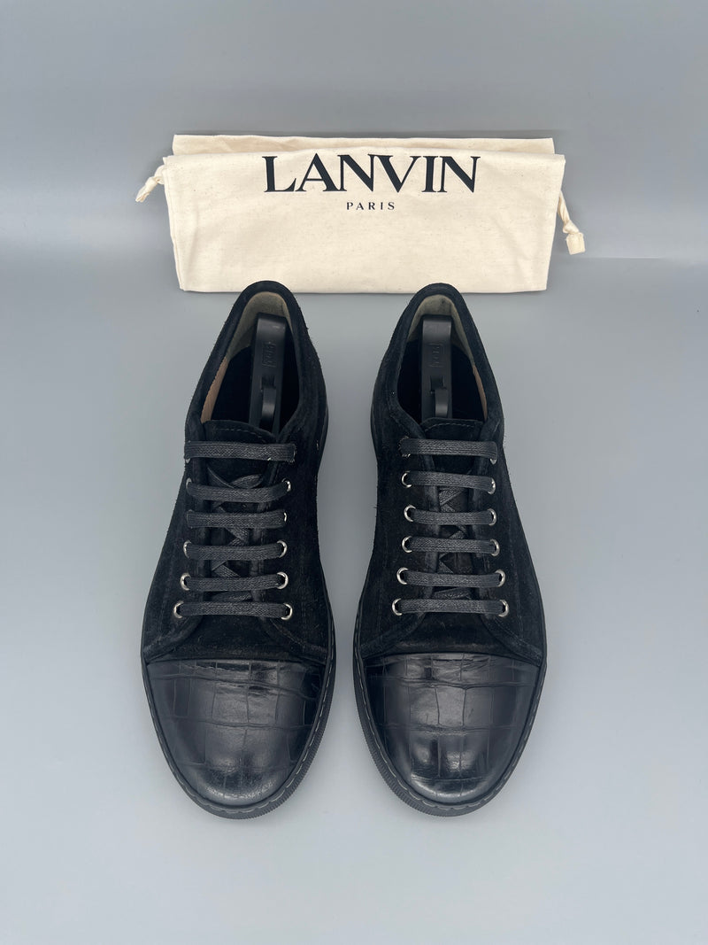 Lanvin Dbb1 Croc Cap Toe Sneaker Black | 42