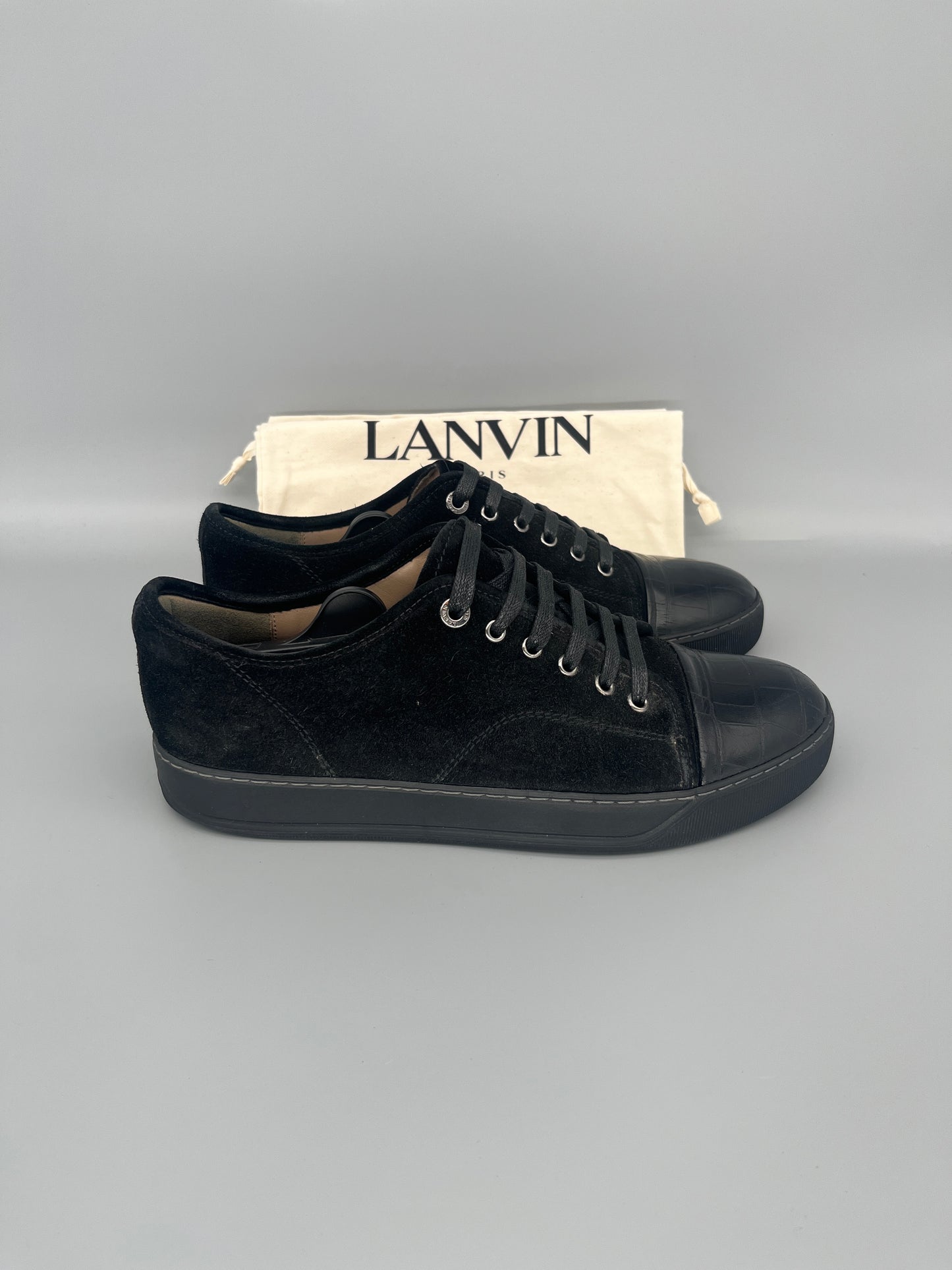 Lanvin Croc Cap Toe Black | 42