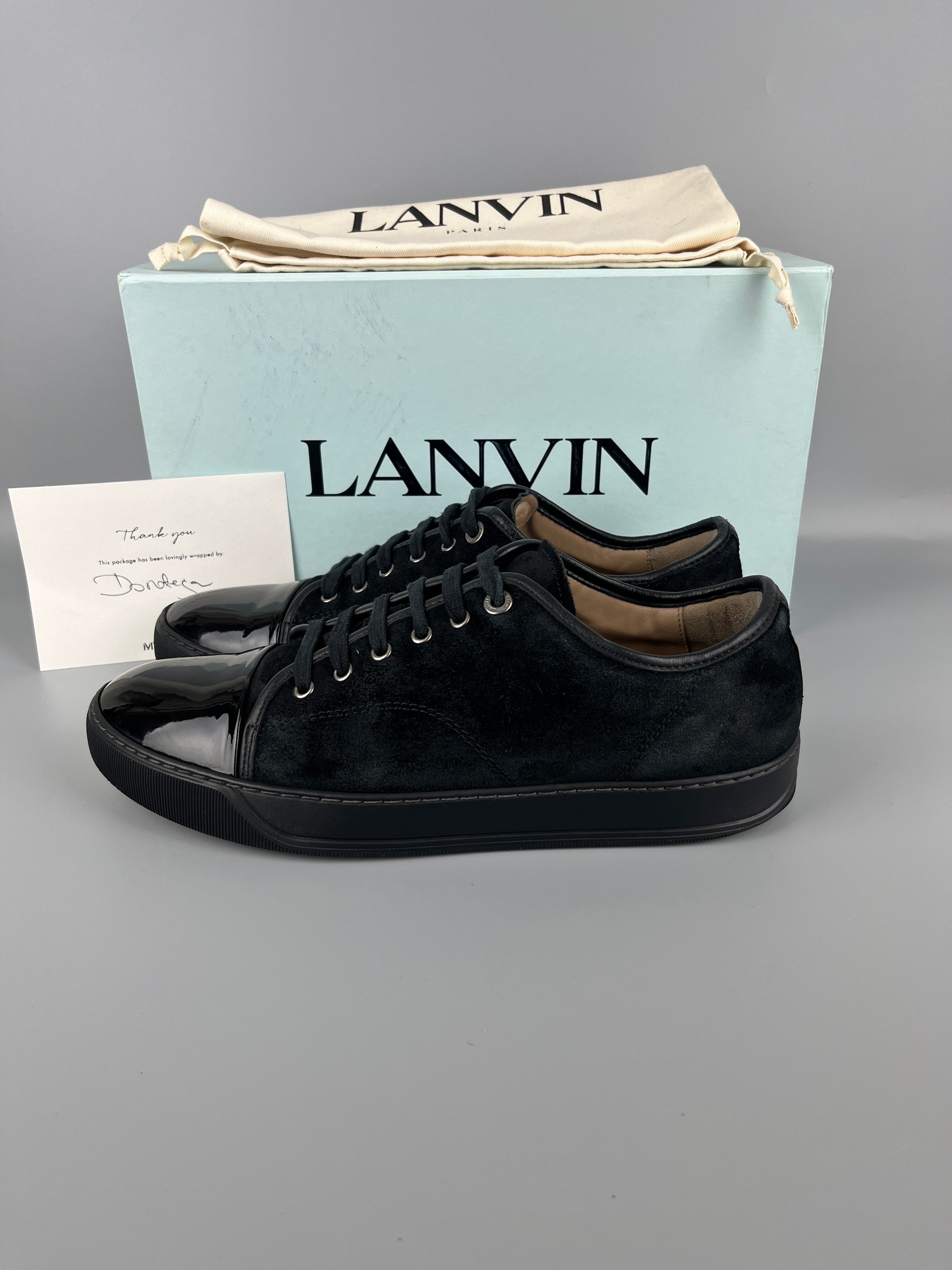 Lanvin Dbb1 Patent Cap Toe Sneaker Black | 45