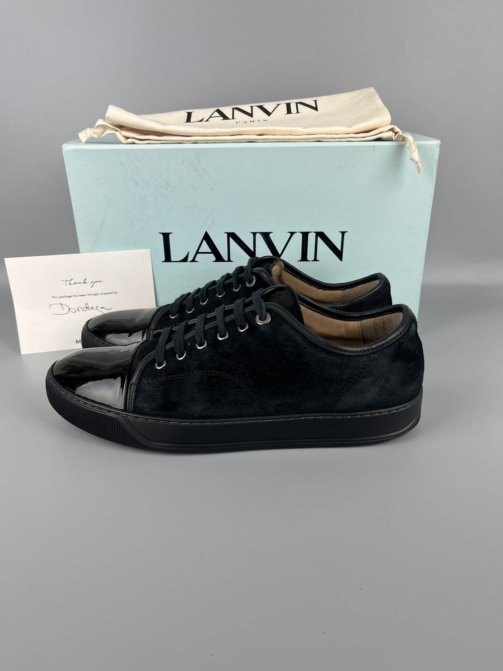 Lanvin Dbb1 Patent Cap Toe Sneaker Black | 45