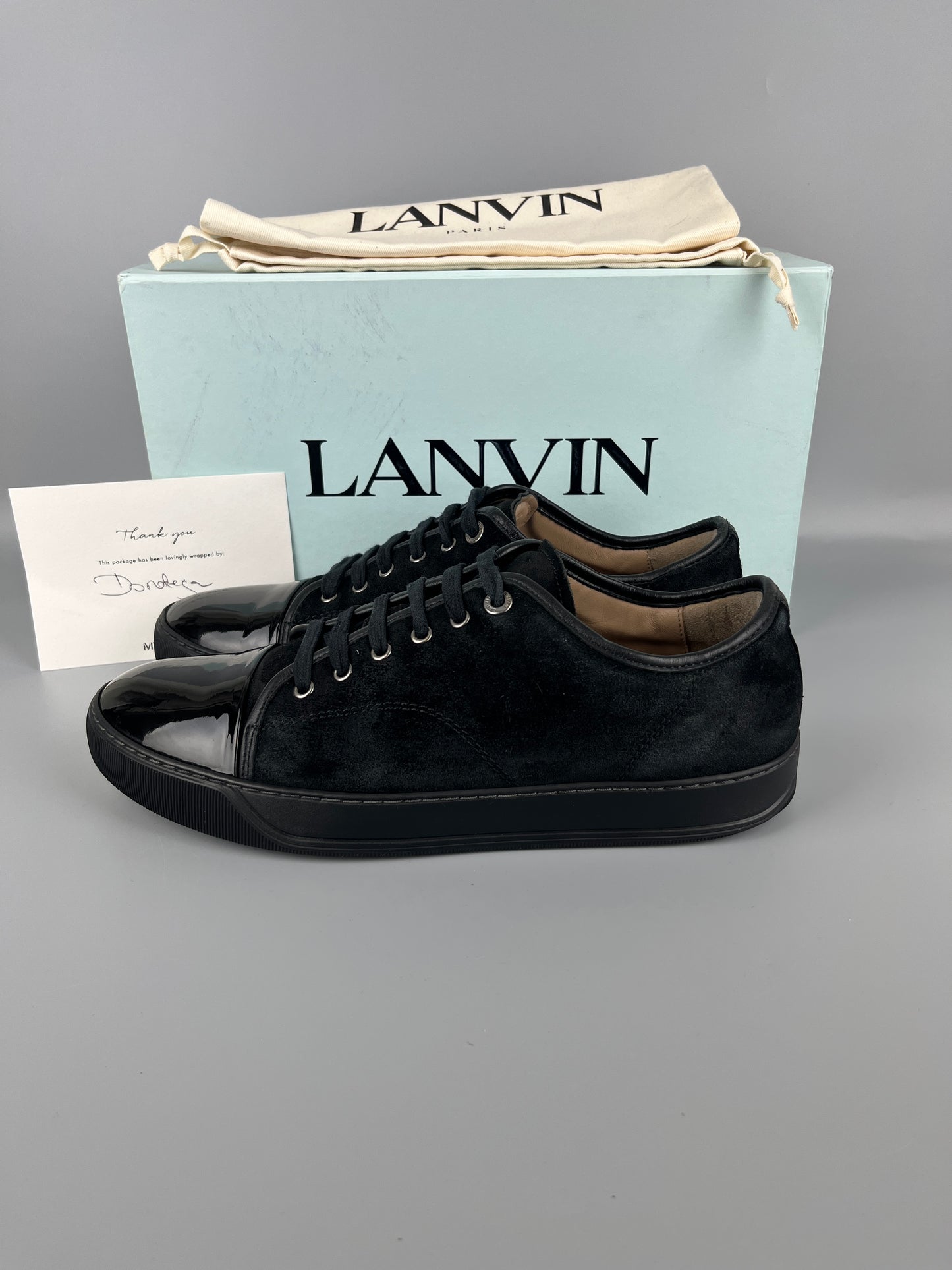 Lanvin Dbb1 Patent Cap Toe Sneaker Black | 45