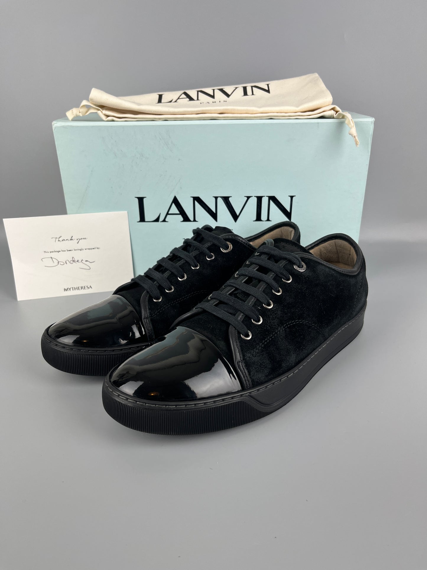 Lanvin Dbb1 Patent Cap Toe Sneaker Black | 45