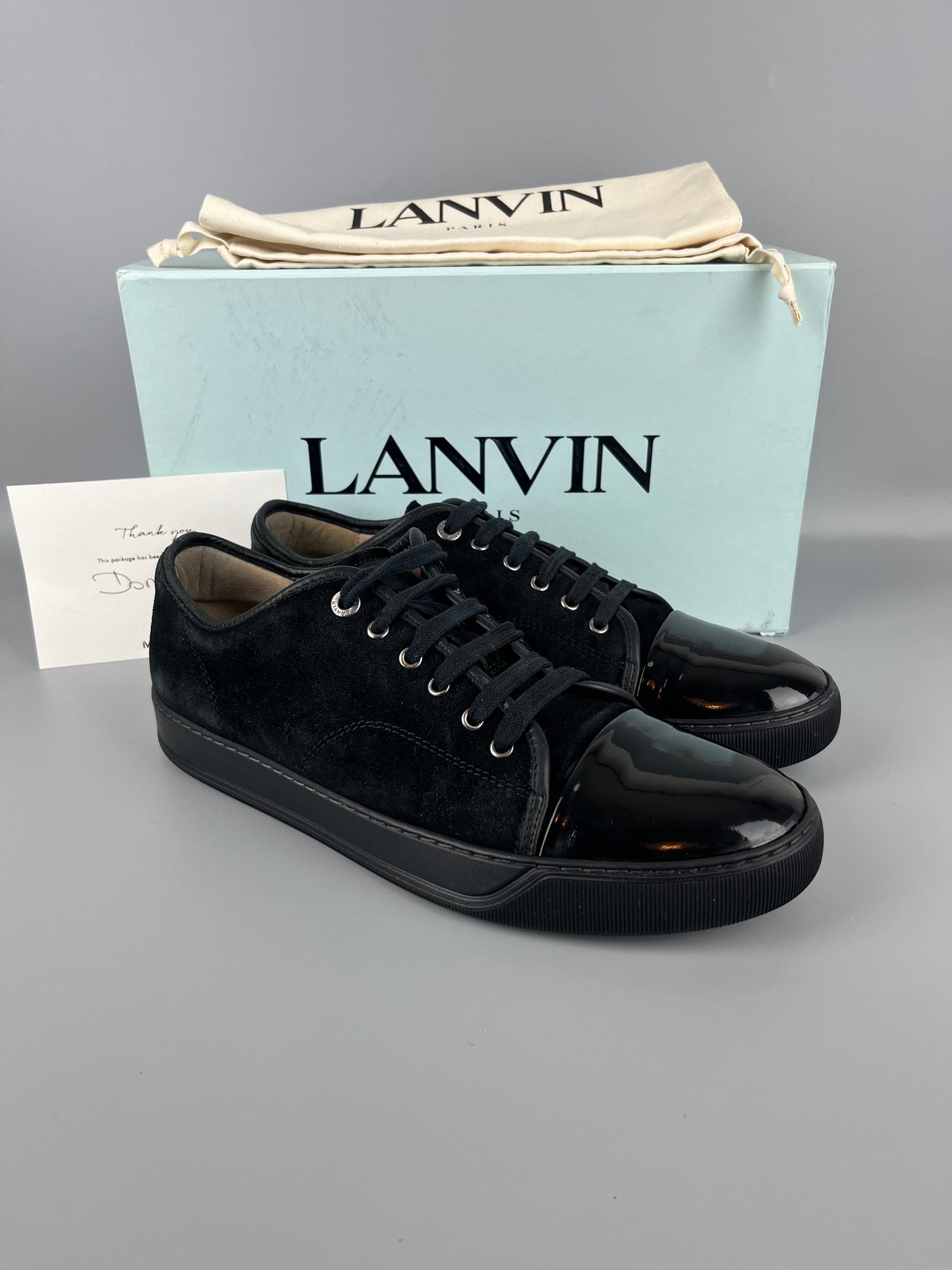 Lanvin Dbb1 Patent Cap Toe Sneaker Black | 45