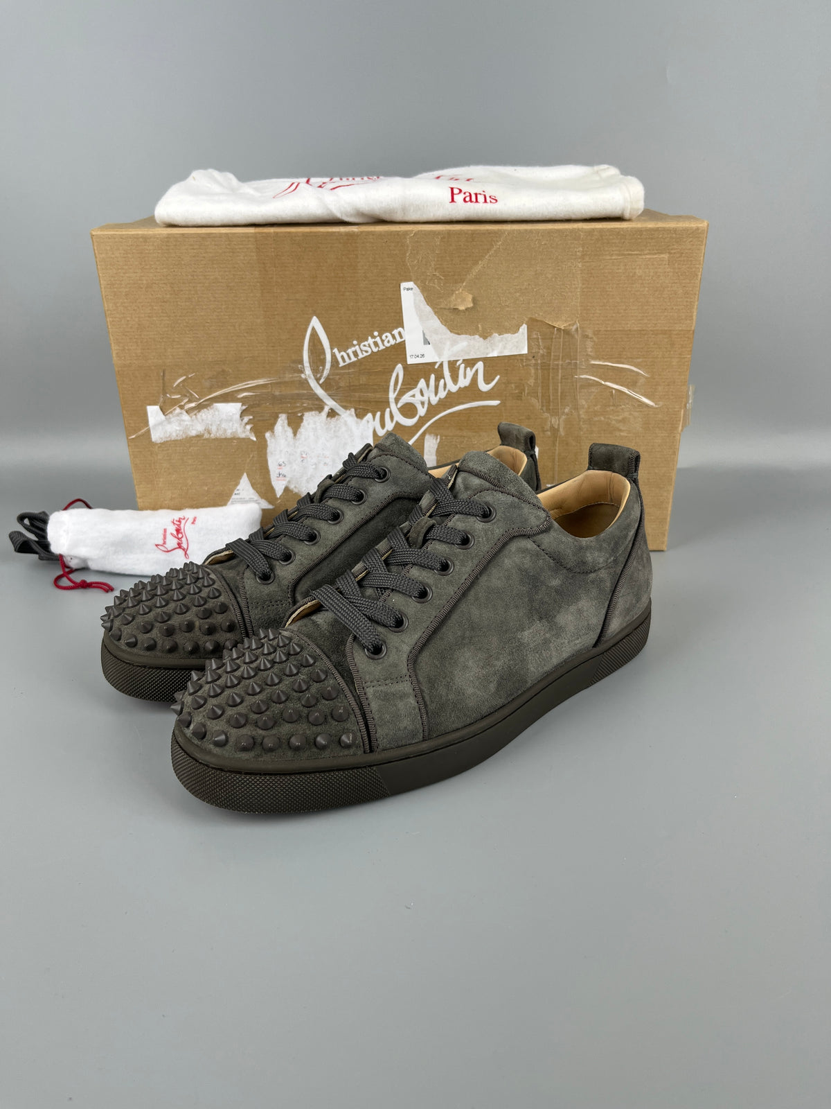 Christian Louboutin Louis Junior Spikes Sneaker Grey | 40