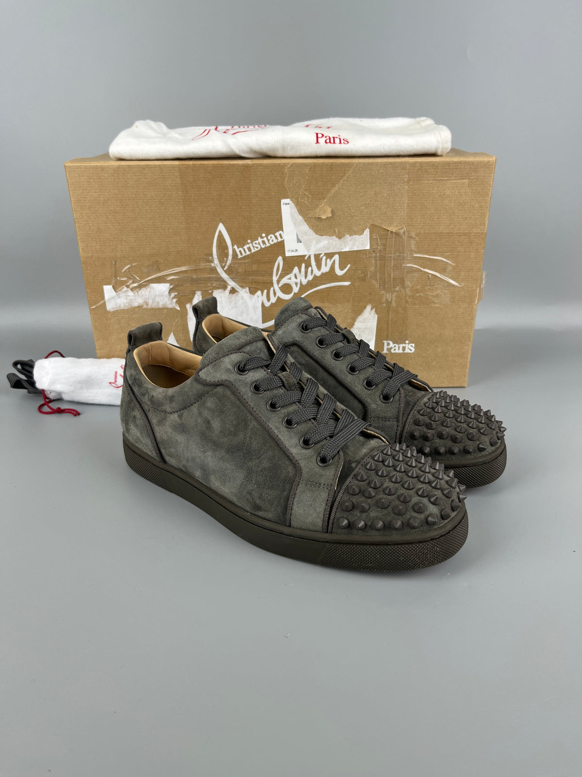 Christian Louboutin Louis Junior Spikes Sneaker Grey | 40