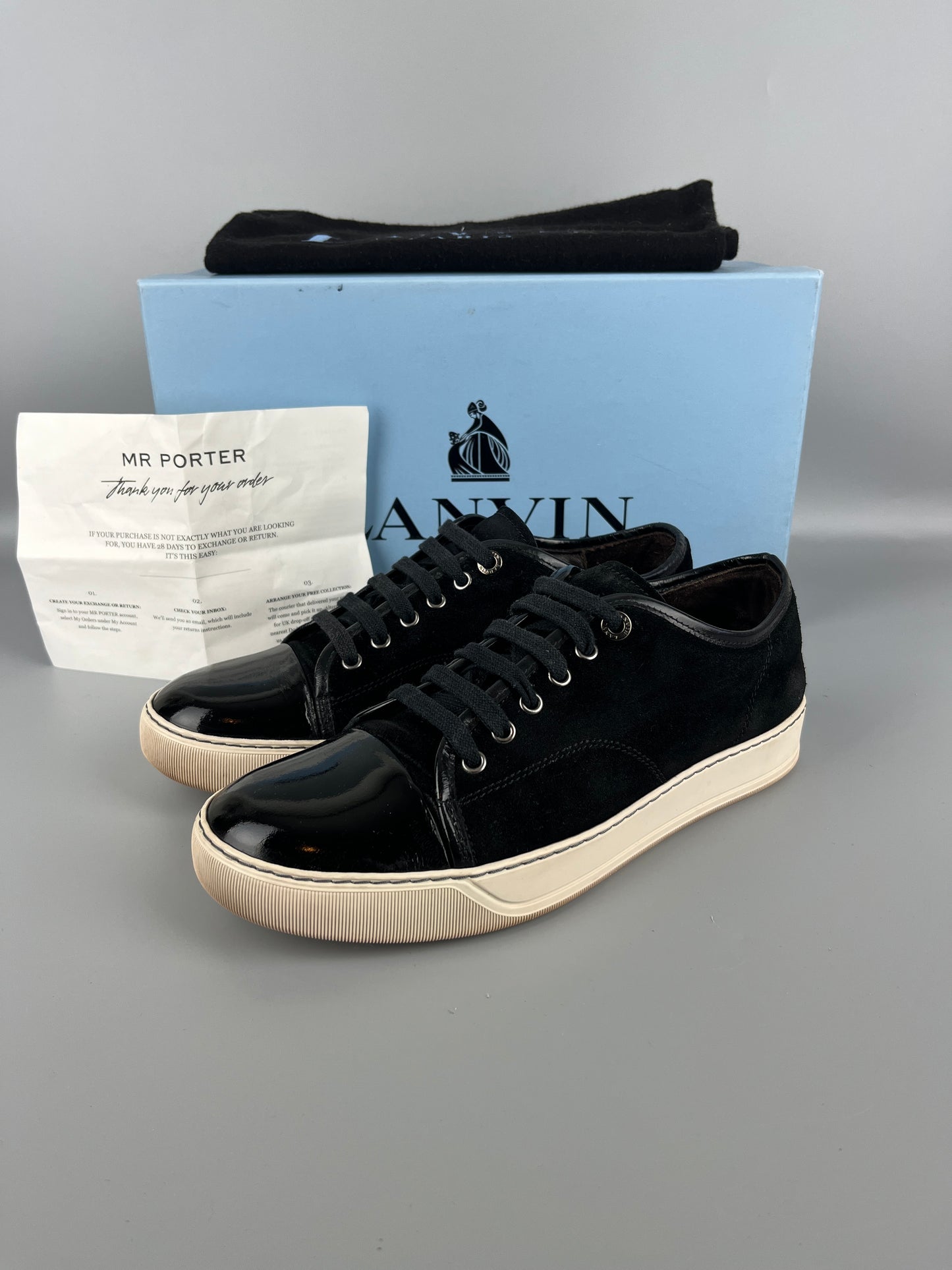 Lanvin Dbb1 Patent Cap Toe Sneaker Black | 41