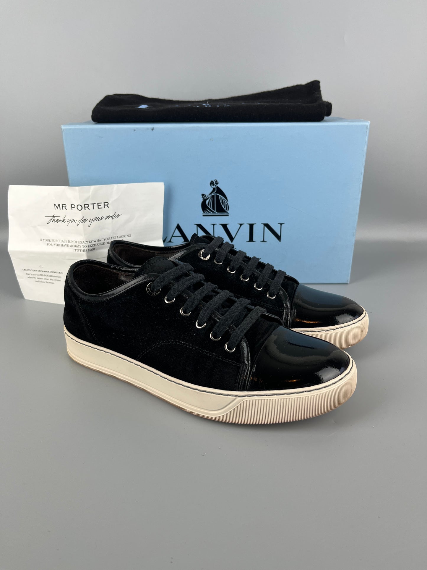 Lanvin Dbb1 Patent Cap Toe Sneaker Black | 41