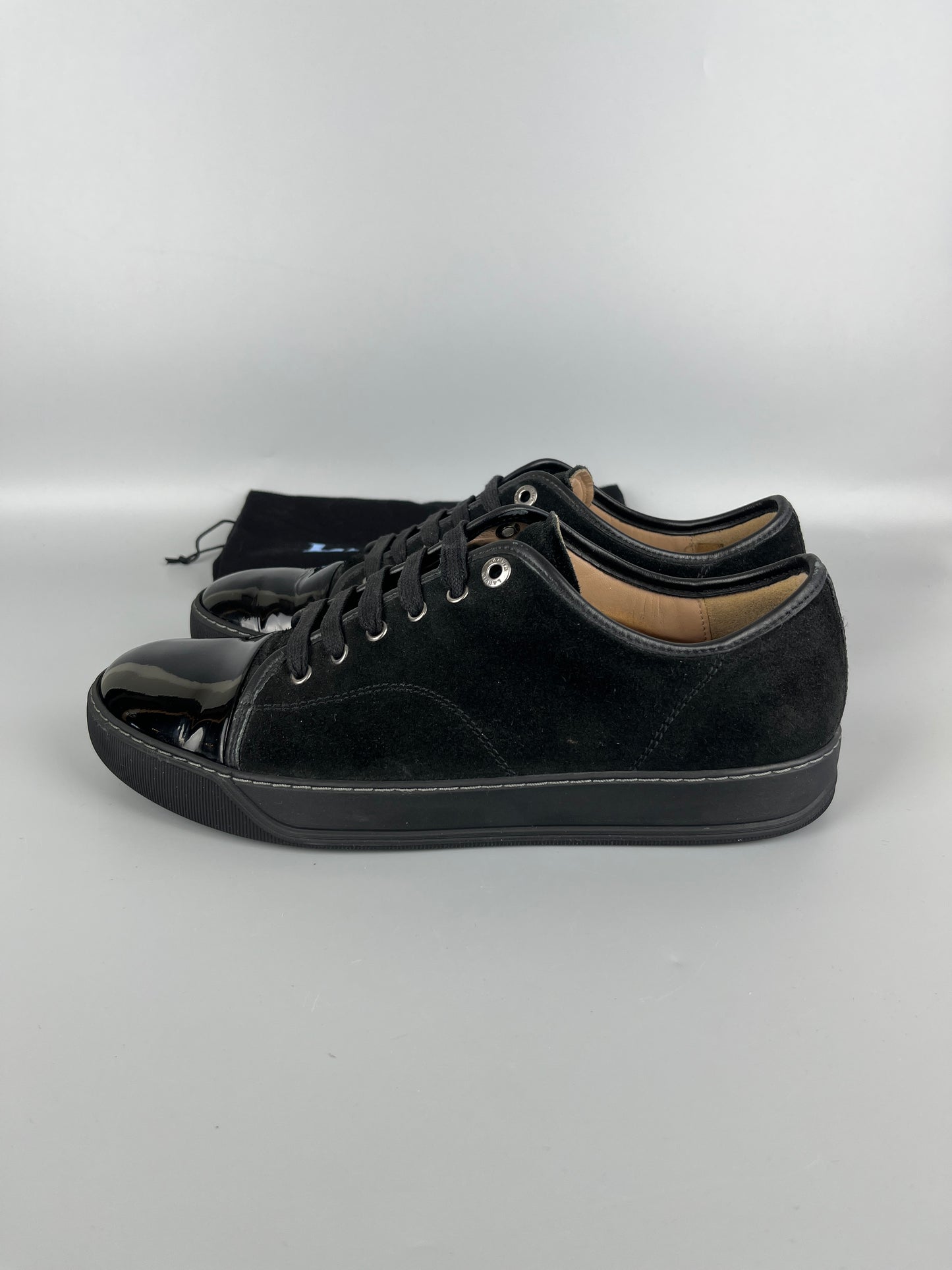 Lanvin Dbb1 Patent Cap Toe Sneaker Black | 44