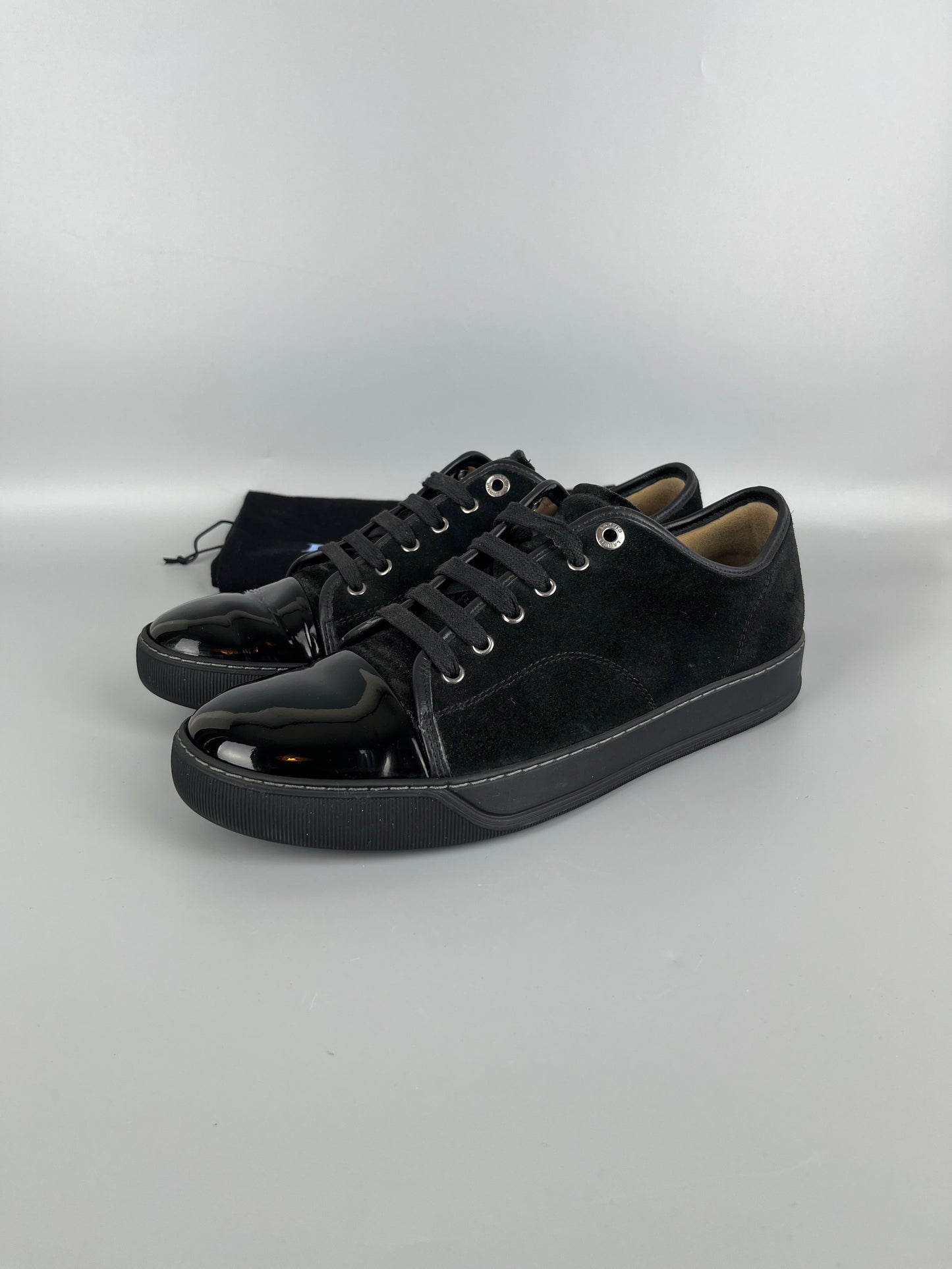 Lanvin Dbb1 Patent Cap Toe Sneaker Black | 44
