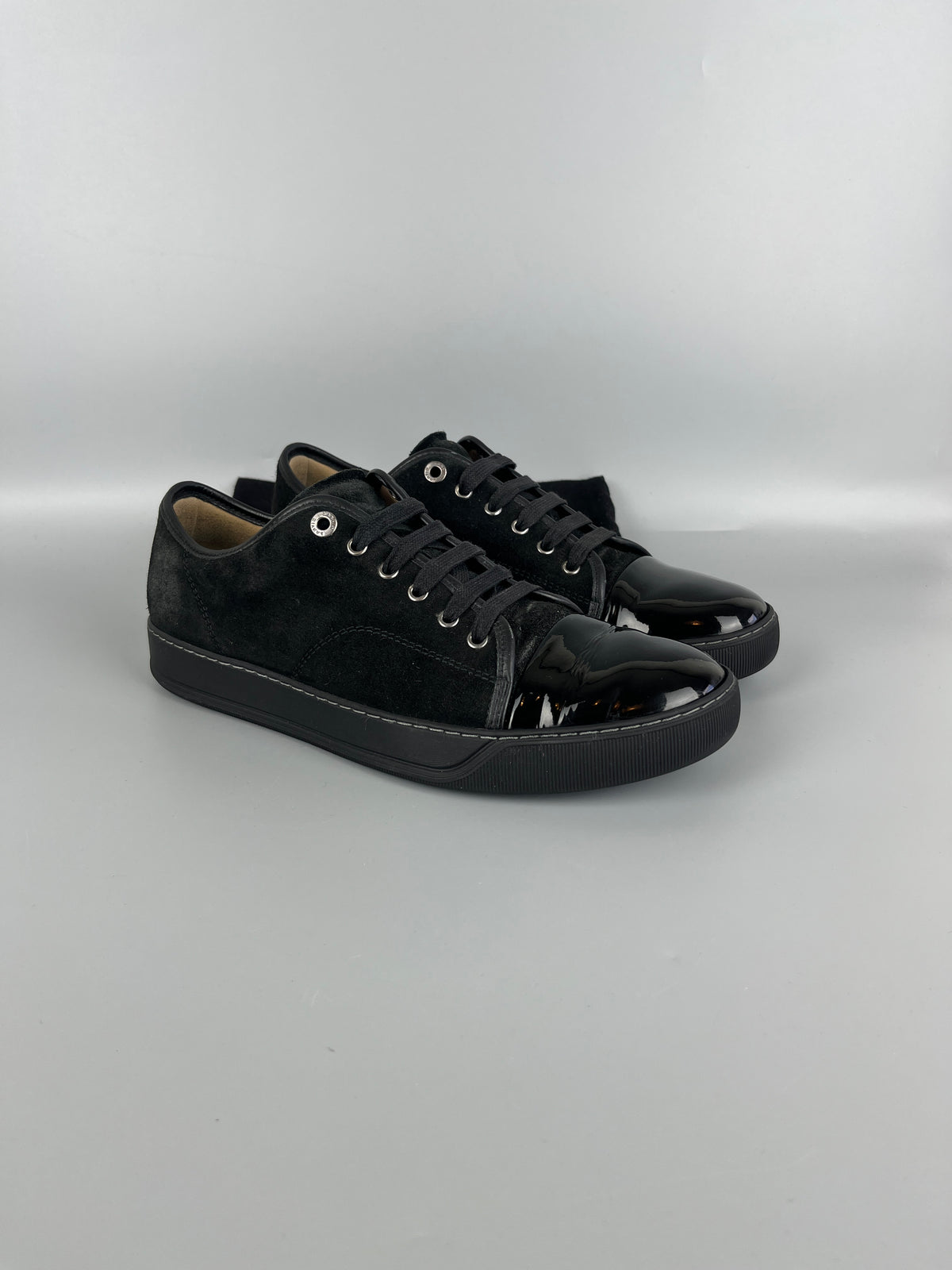 Lanvin Dbb1 Patent Cap Toe Sneaker Black | 44