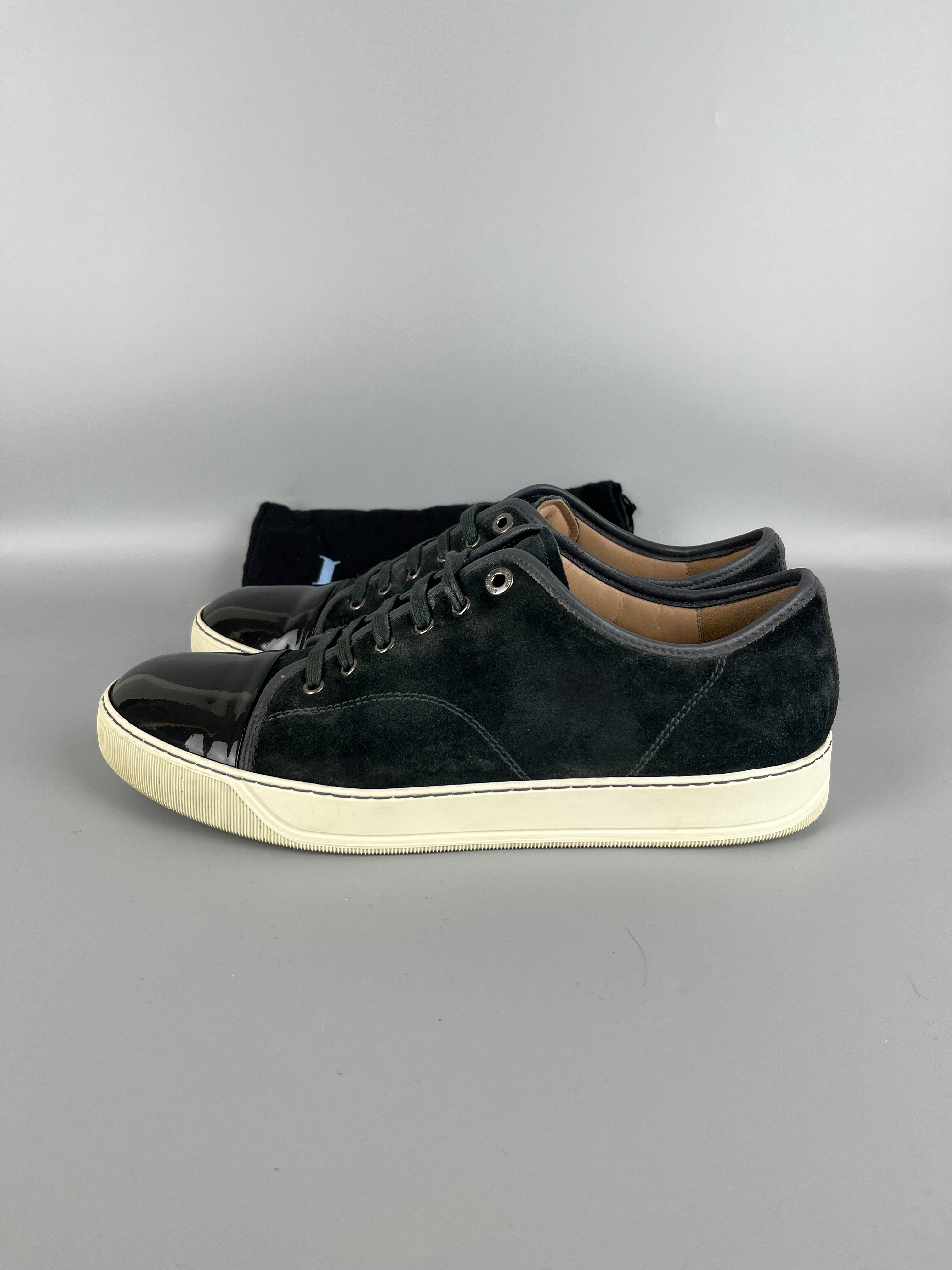 Lanvin Dbb1 Patent Cap Toe Sneaker Elephant Grey | 46