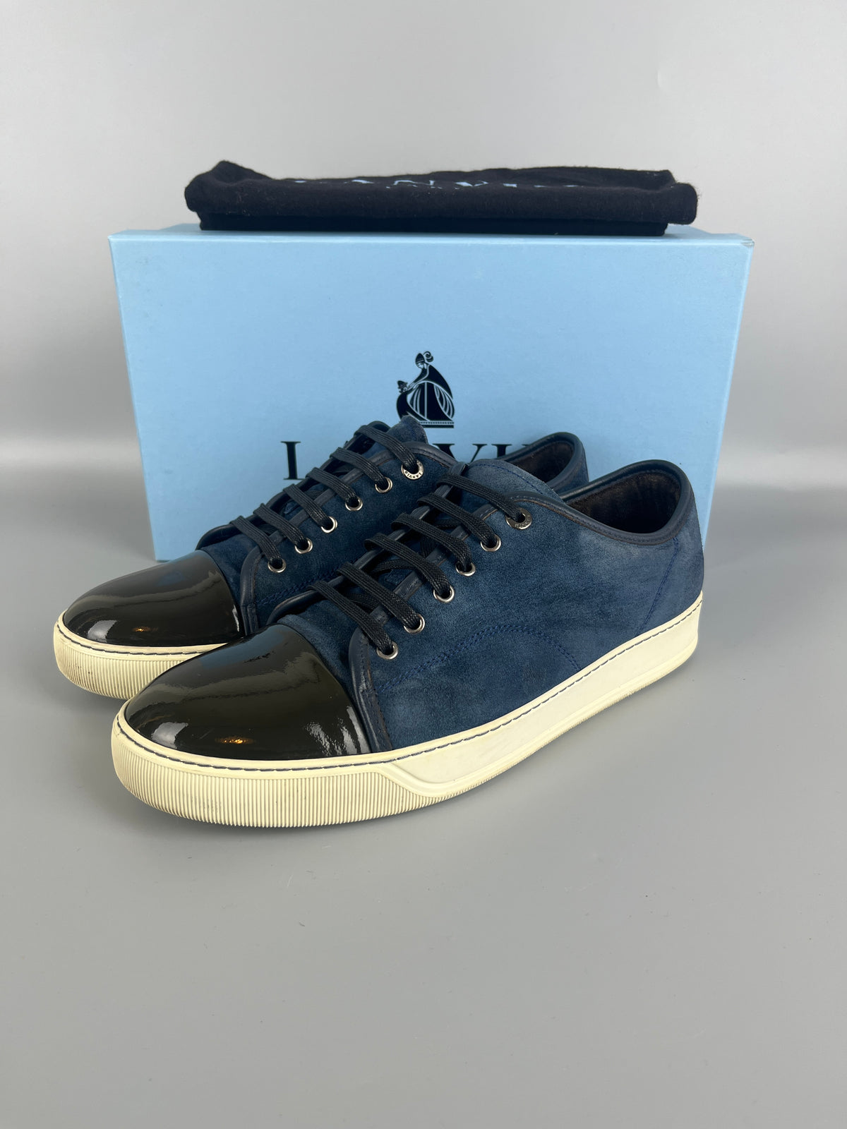 Lanvin Dbb1 Patent Cap Toe Sneaker Navy | 45
