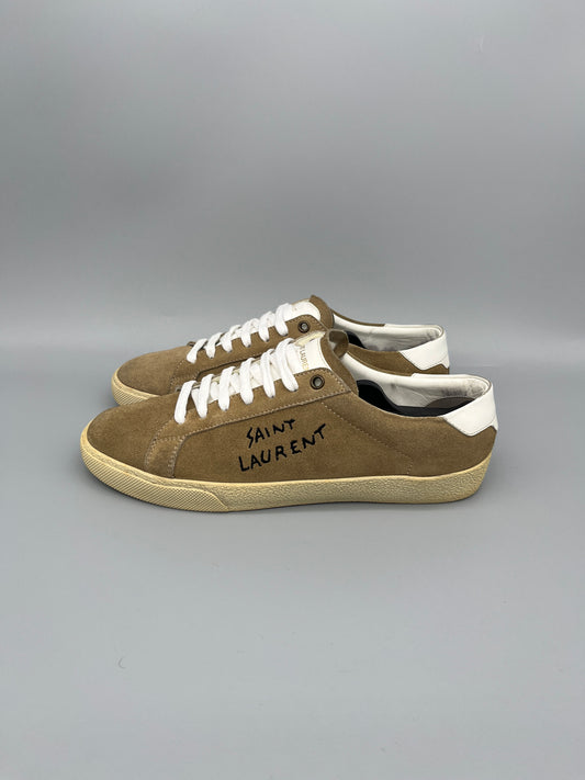 Begagnade Saint Laurent skor i beige mocka, garanterat äkta 