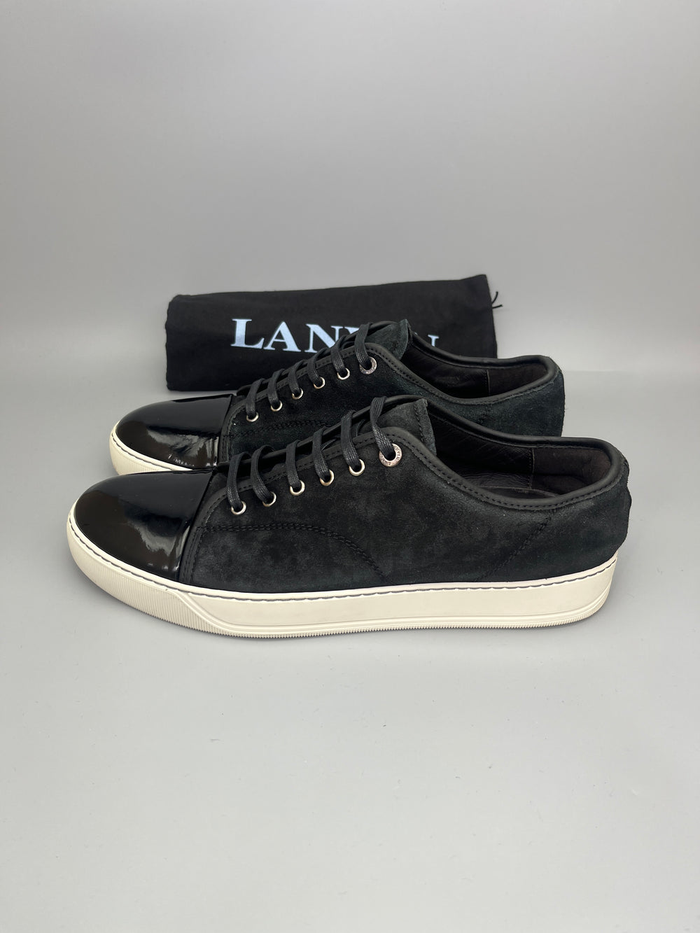 Lanvin Dbb1 Patent Cap Toe Sneaker Black | 44