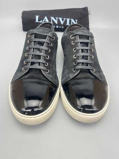 Lanvin Dbb1 Patent Cap Toe Sneaker Black | 44