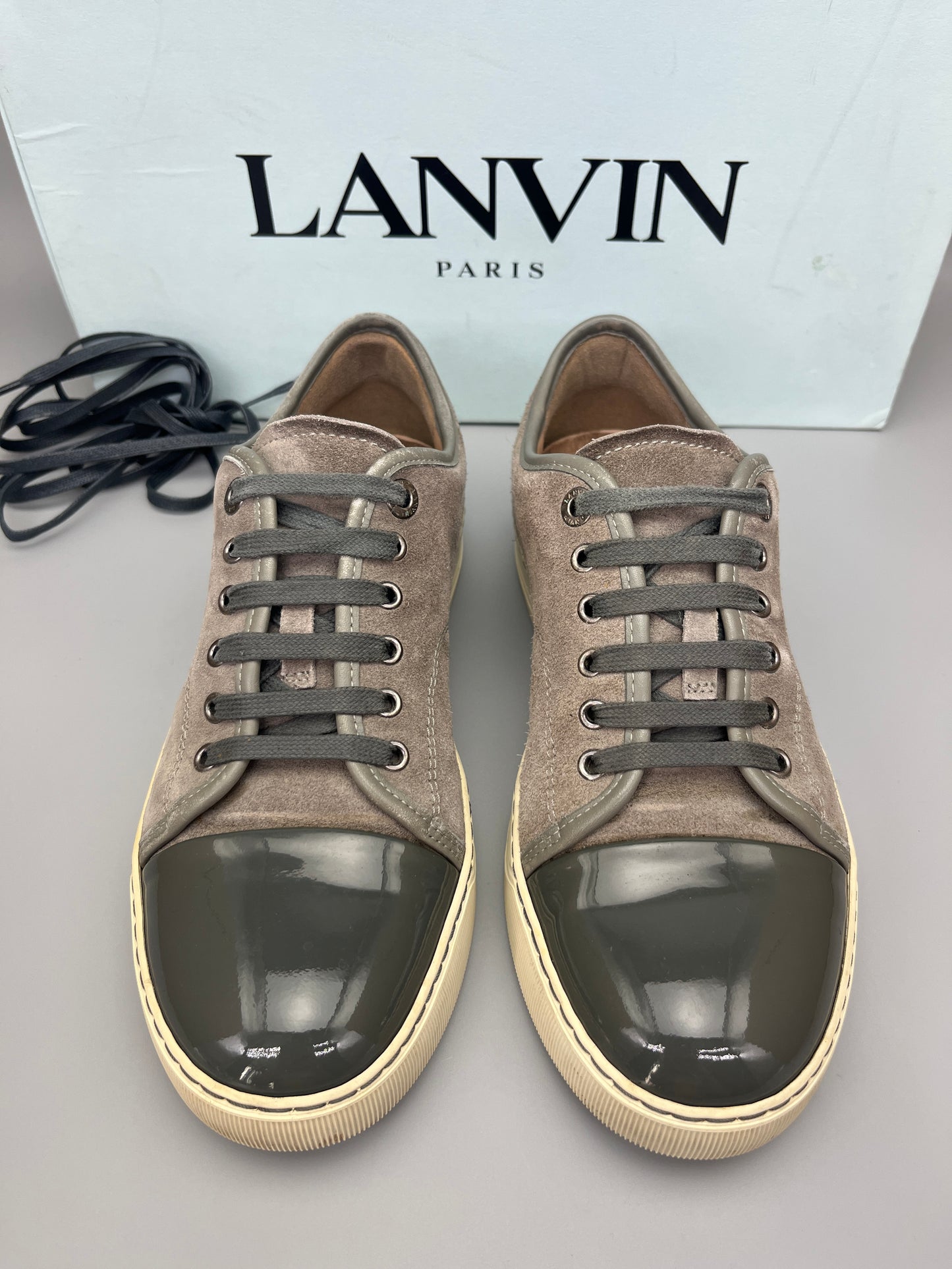 Lanvin Dbb1 Patent Cap Toe Sneaker Grey | 39