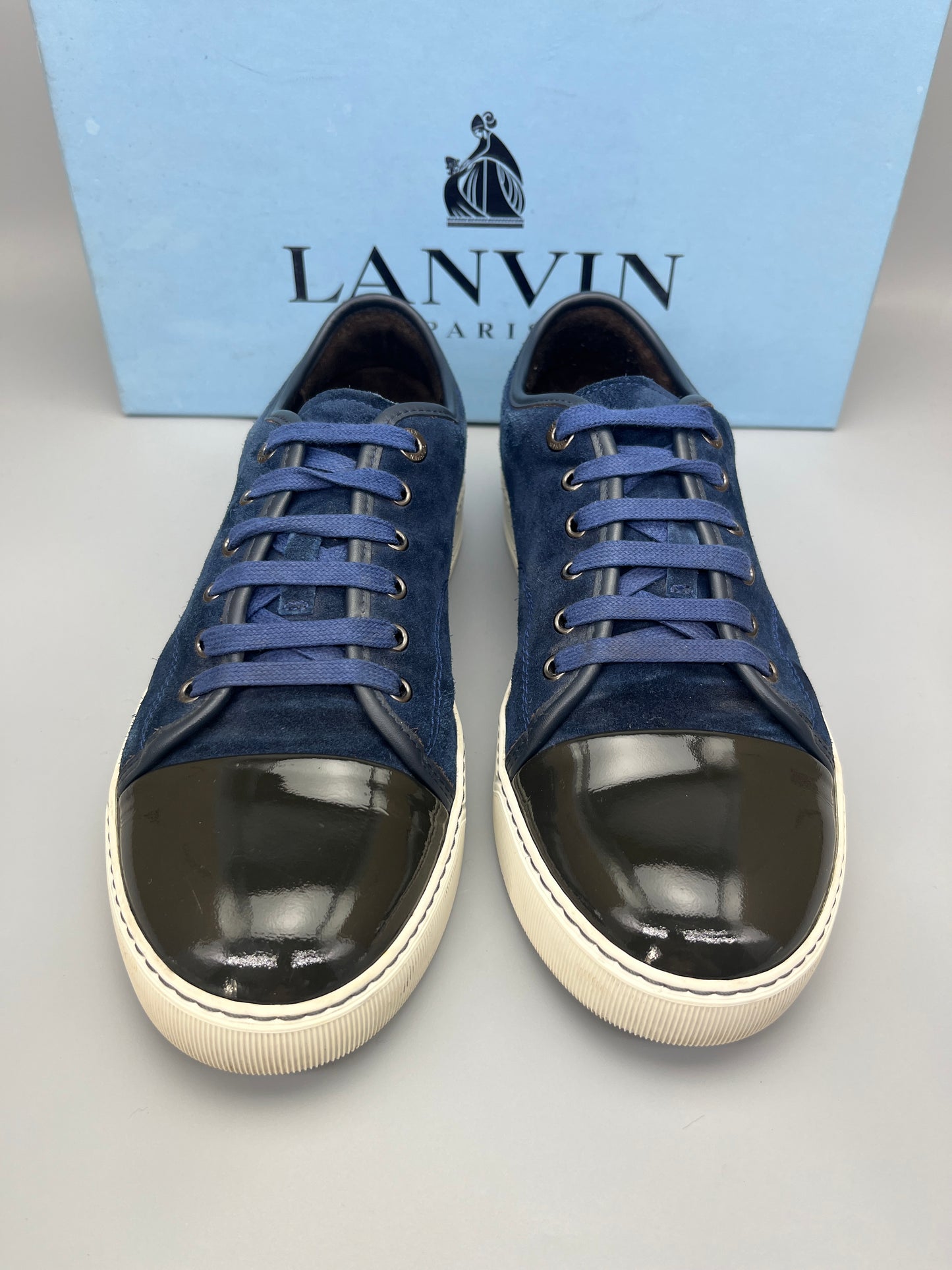 Lanvin Dbb1 Patent Cap Toe Sneaker Blue | 42