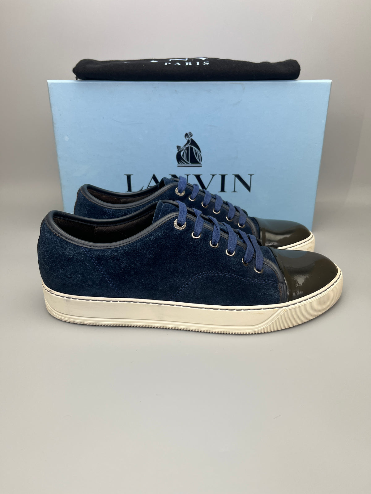 Herr | Lanvin | Lanvin Patent Cap Toe Sneaker Navy Blue