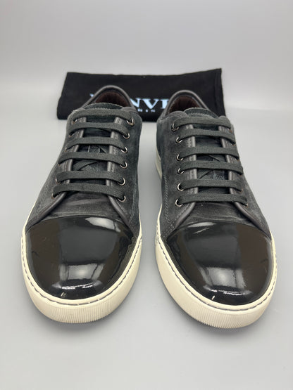 Lanvin Dbb1 Patent Cap Toe Sneaker Elephant Grey | 42