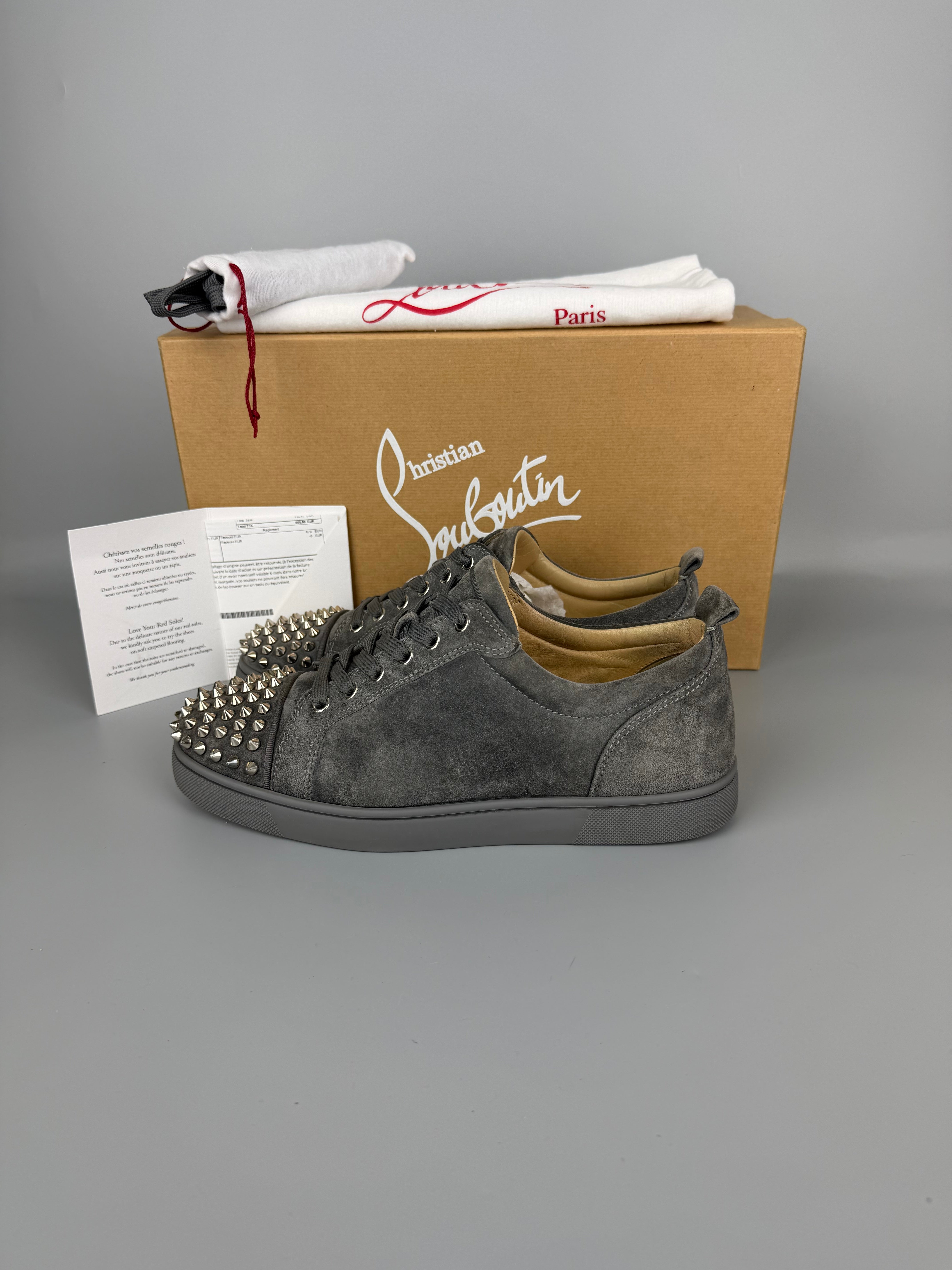 Christian Louboutin Louis Junior Spikes Sneaker Grey | 41
