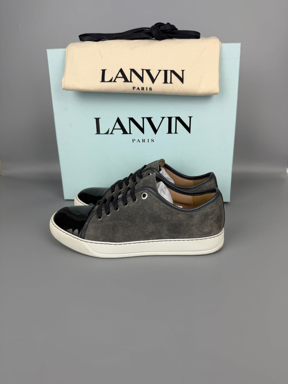 Lanvin Dbb1 Patent Cap Toe Sneaker Grey | 41