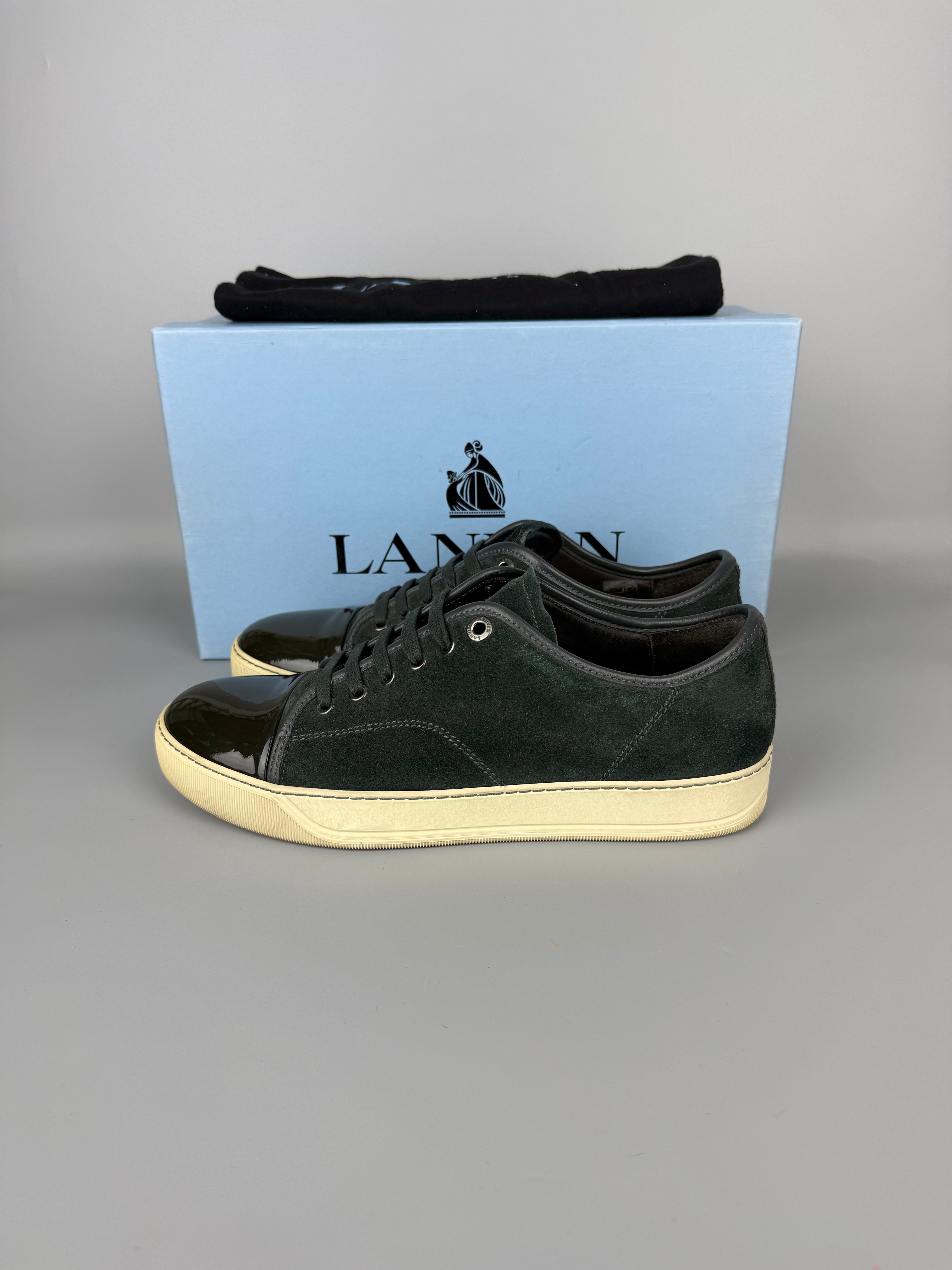 Lanvin Dbb1 Patent Cap Toe Sneaker Elephant Grey | 42