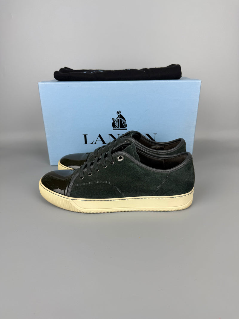 Lanvin Dbb1 Patent Cap Toe Sneaker Elephant Grey | 42