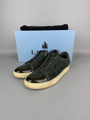 Lanvin Dbb1 Patent Cap Toe Sneaker Elephant Grey | 42