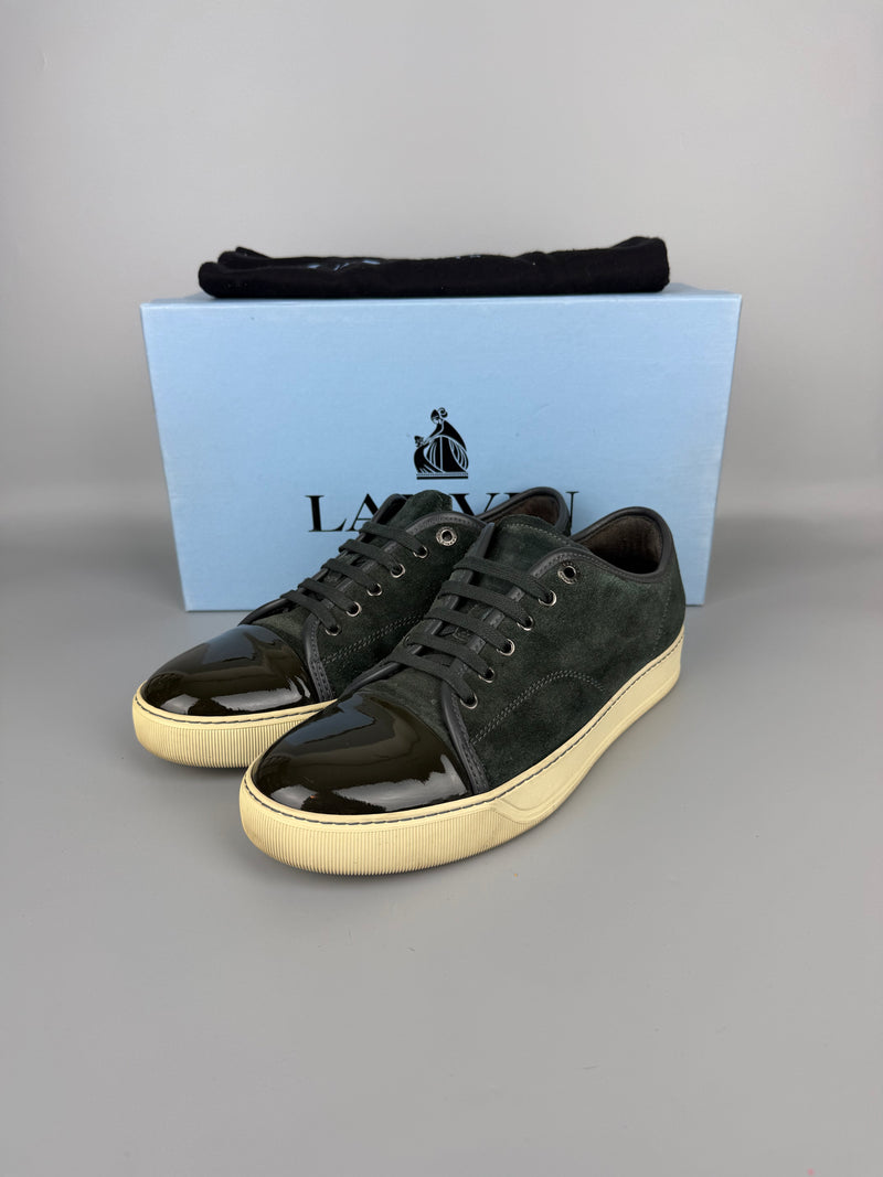 Lanvin Dbb1 Patent Cap Toe Sneaker Elephant Grey | 42