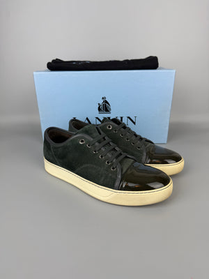 Lanvin Dbb1 Patent Cap Toe Sneaker Elephant Grey | 42