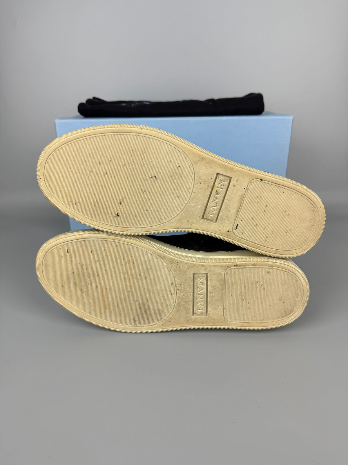 Lanvin Dbb1 Patent Cap Toe Sneaker Elephant Grey | 42
