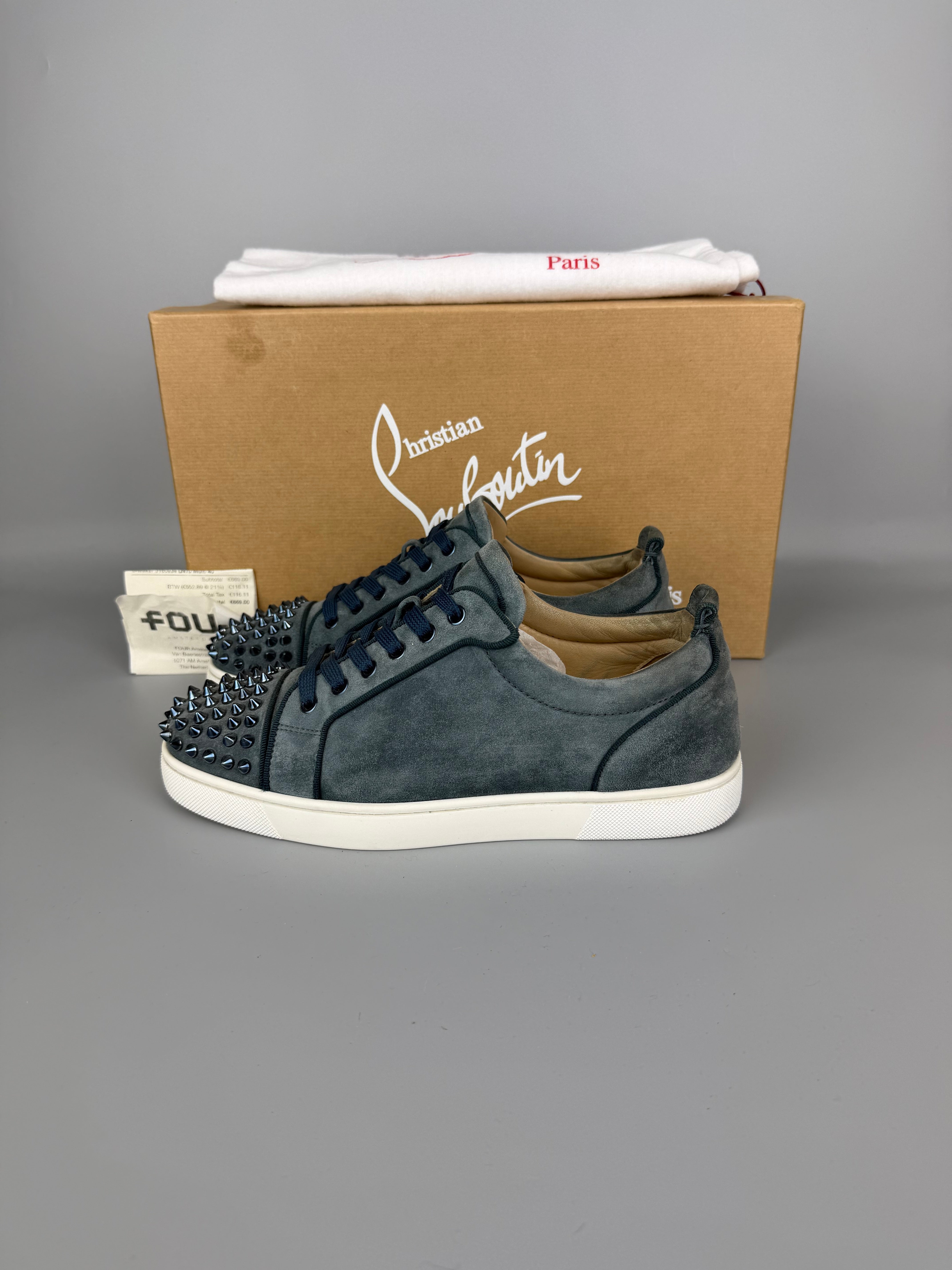 Christian Louboutin Louis Junior Spikes Sneaker Washed Blue | 40