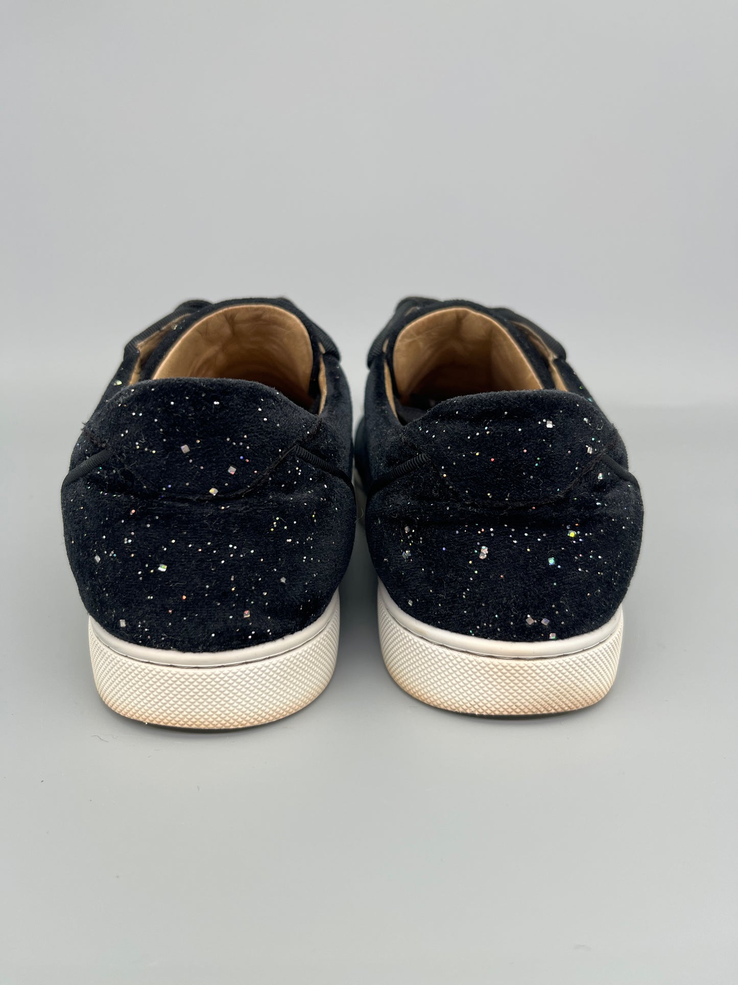 Christian Louboutin Velvet Louis Junior Spikes Sneaker Glitter | 38