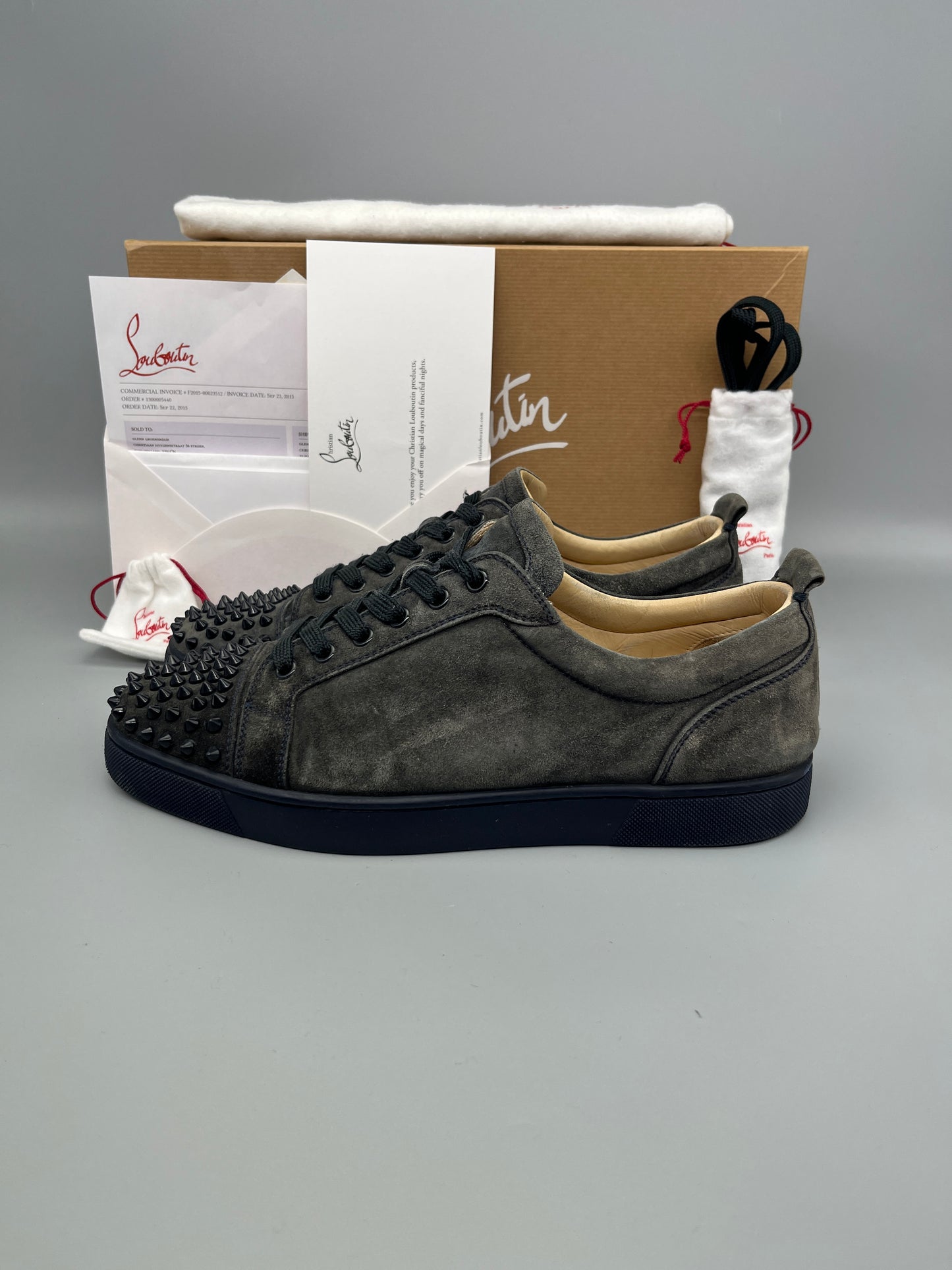 Christian Louboutin Louis Junior Spikes Sneaker Dark Grey | 43
