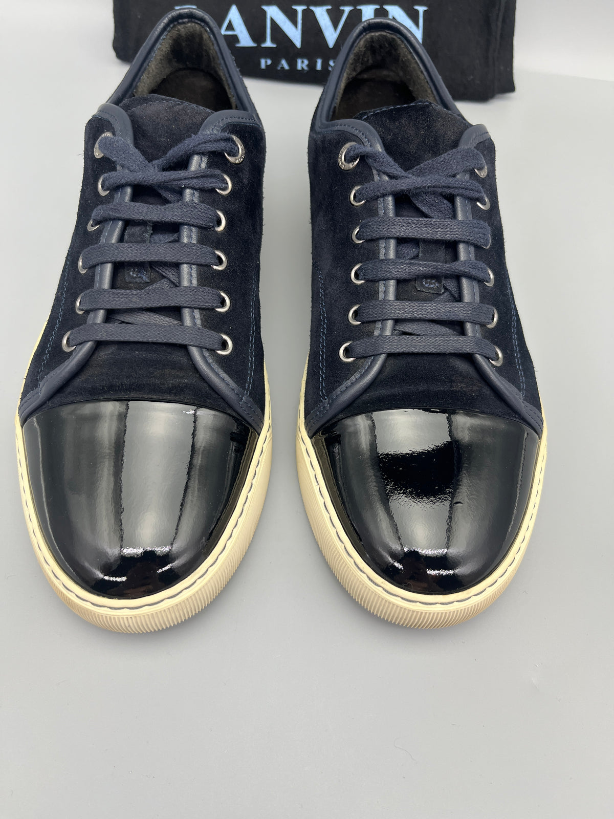 Lanvin Dbb1 Patent Cap Toe Sneaker Navy | 43
