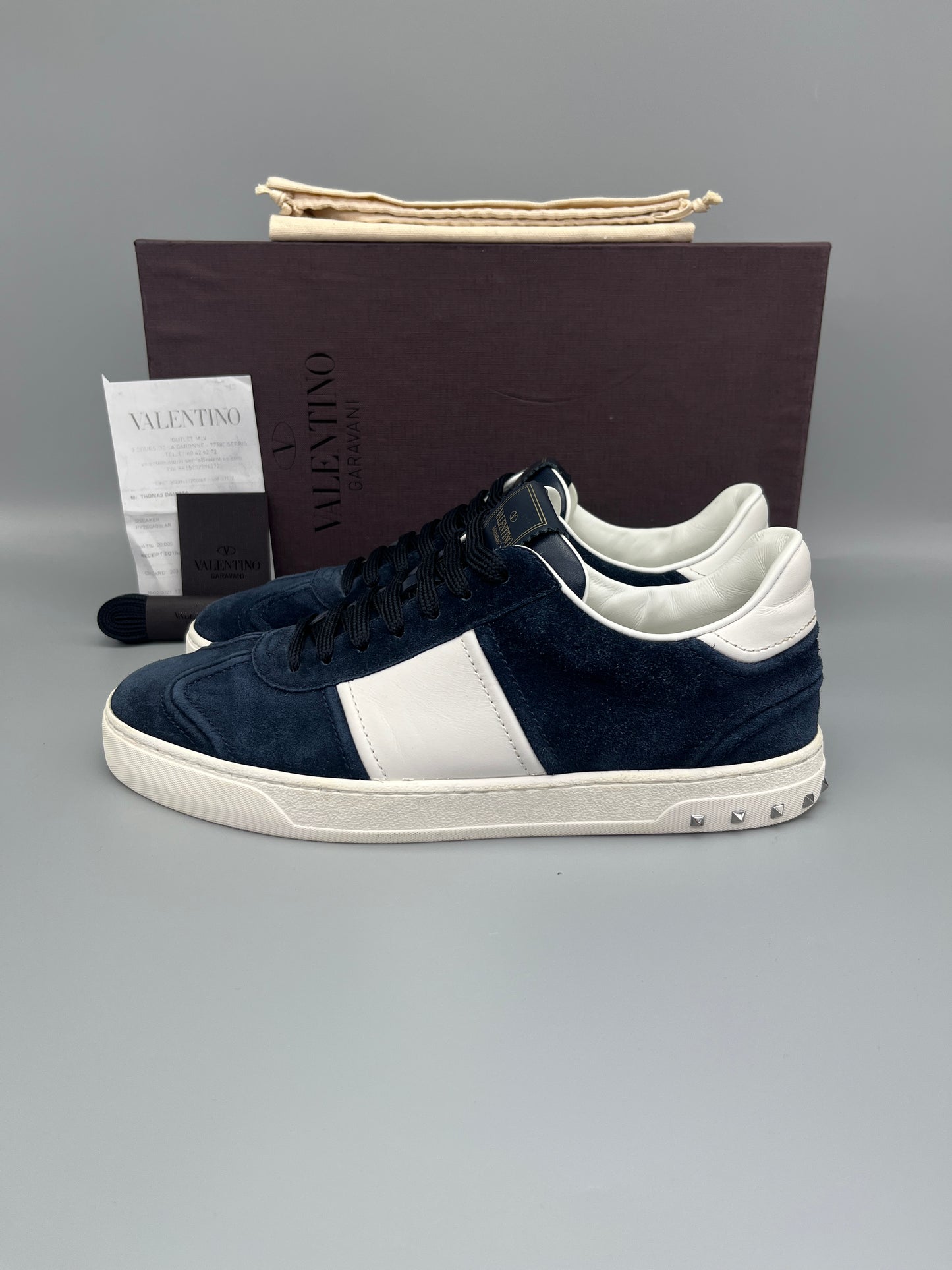 Valentino Garavani Flycrew Sneaker In Navy Suede