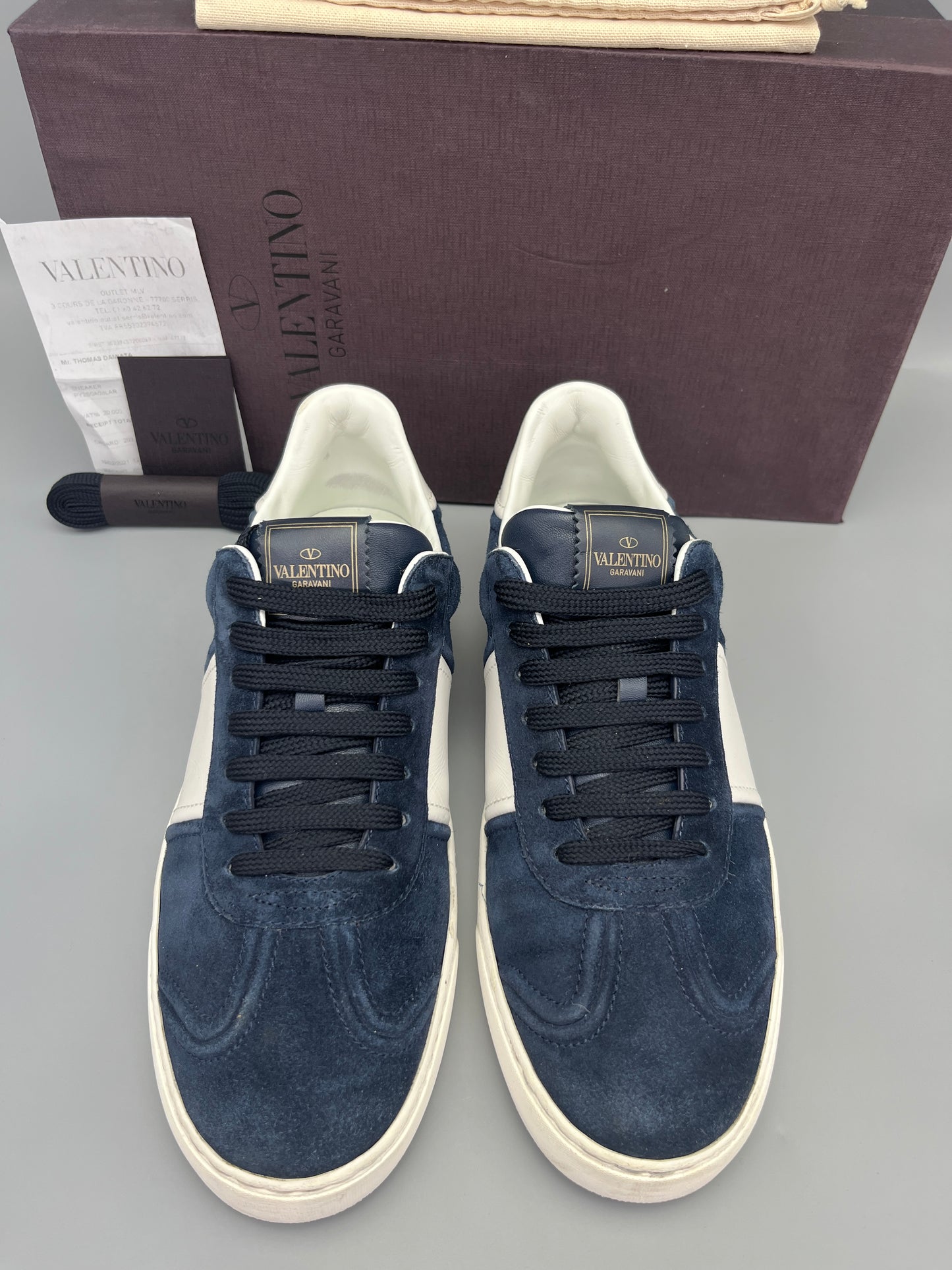 Valentino Garavani Flycrew Sneaker In Navy Suede