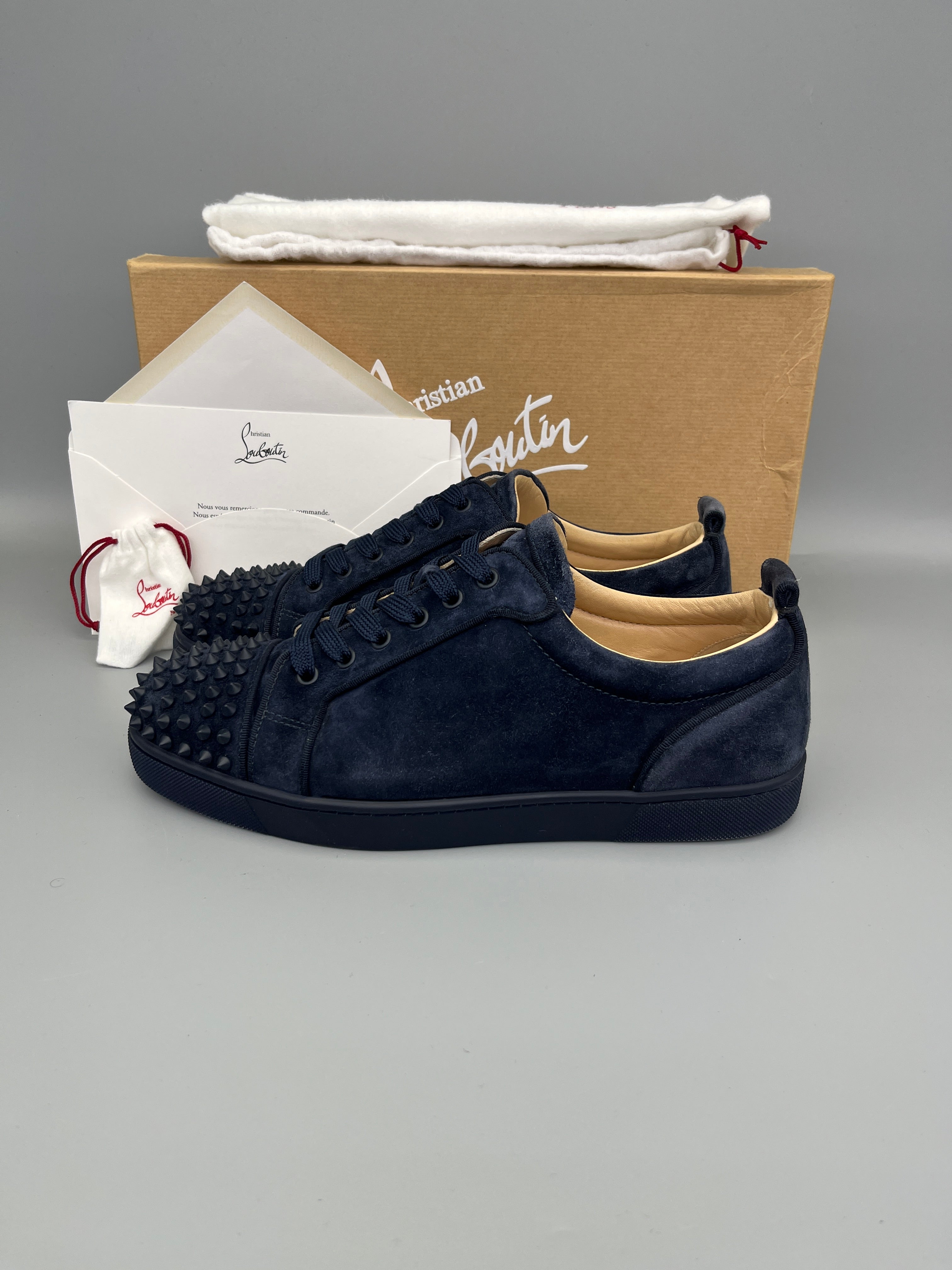 Christian Louboutin Louis Junior Spikes Sneaker Navy | 42.5 – The
