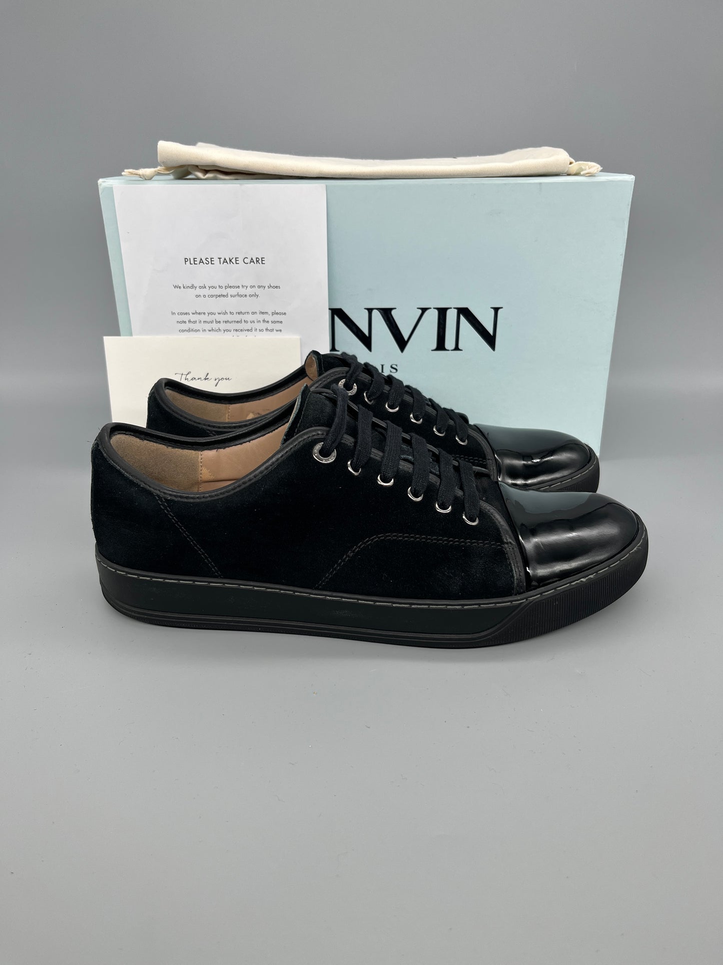 Lanvin Dbb1 Patent Cap Toe Sneaker Black | 43