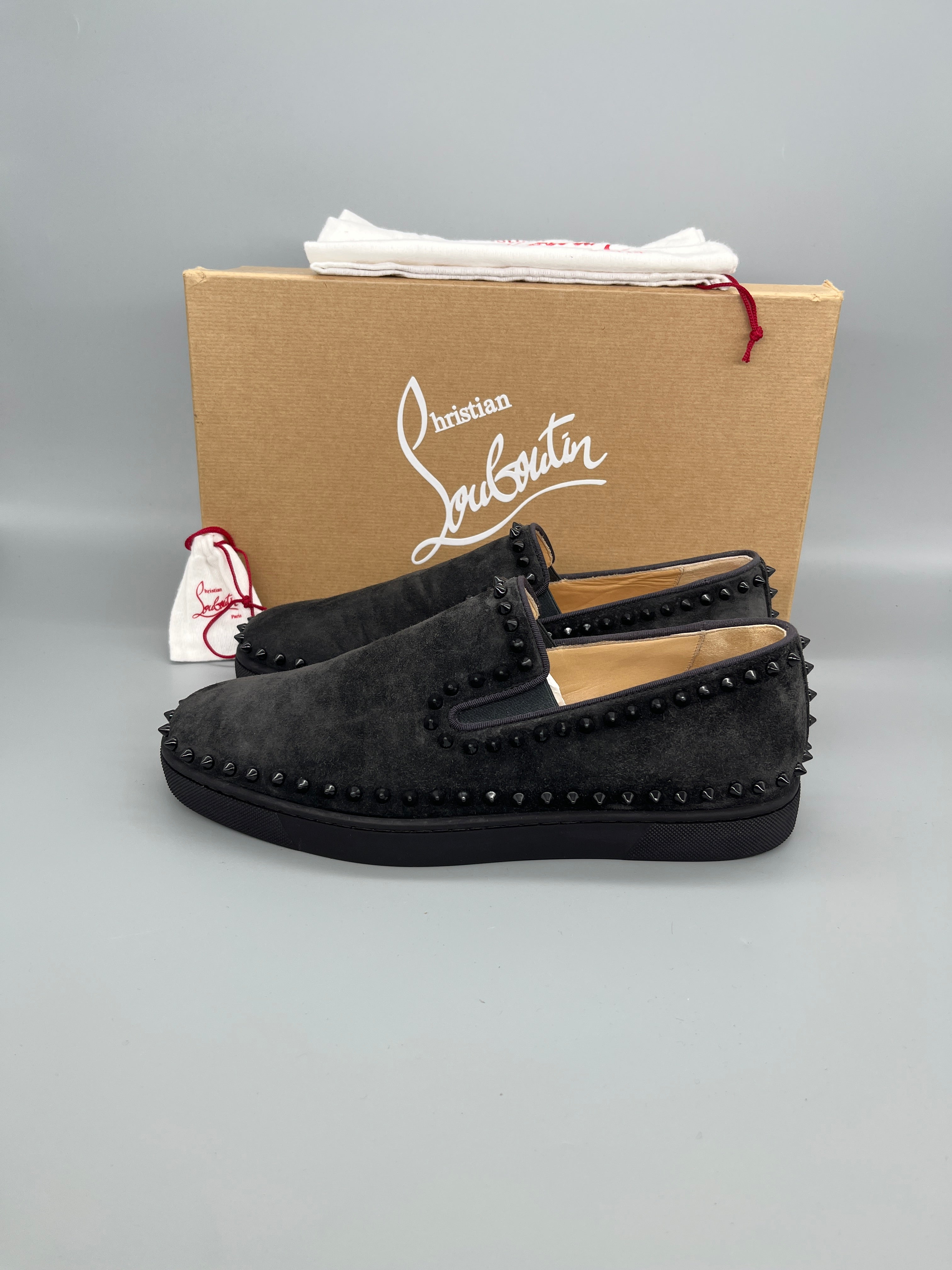 Christian Louboutin Pik Boat Spikes Sneaker Grey | 42.5