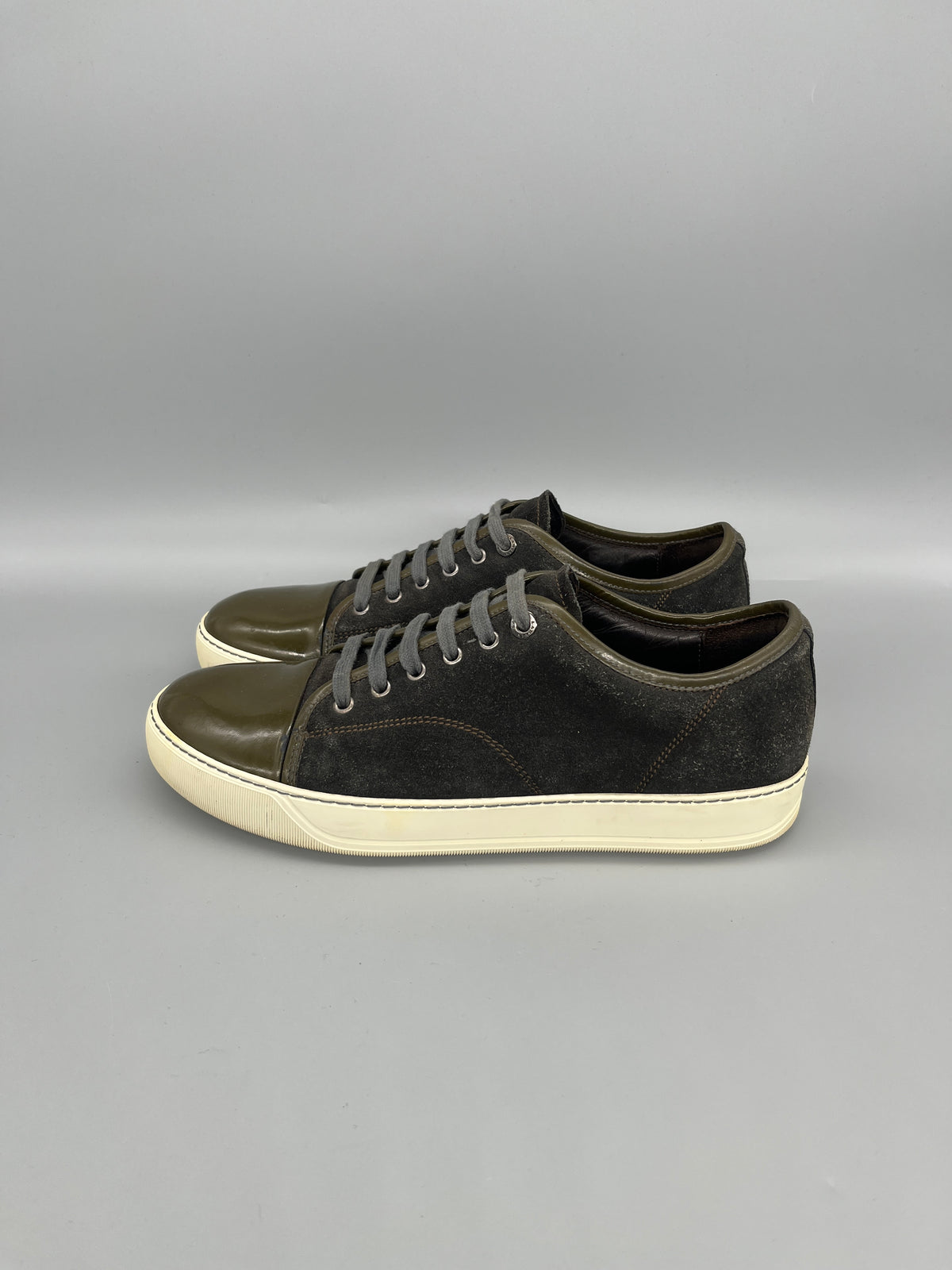 Lanvin Dbb1 Patent Cap Toe Sneaker Green / Brown | 42