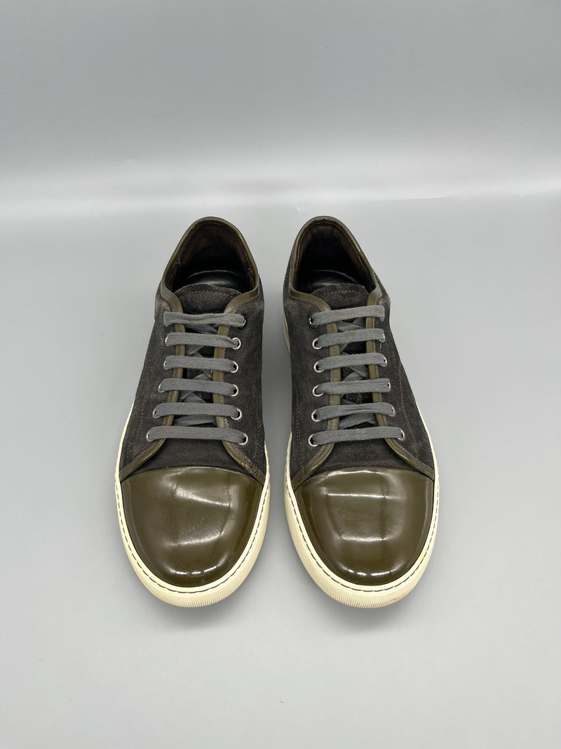 Lanvin Dbb1 Patent Cap Toe Sneaker Green / Brown | 42
