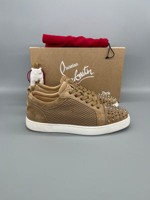 Christian Louboutin Louis Junior Spikes Mesh Sneaker Beige | 42